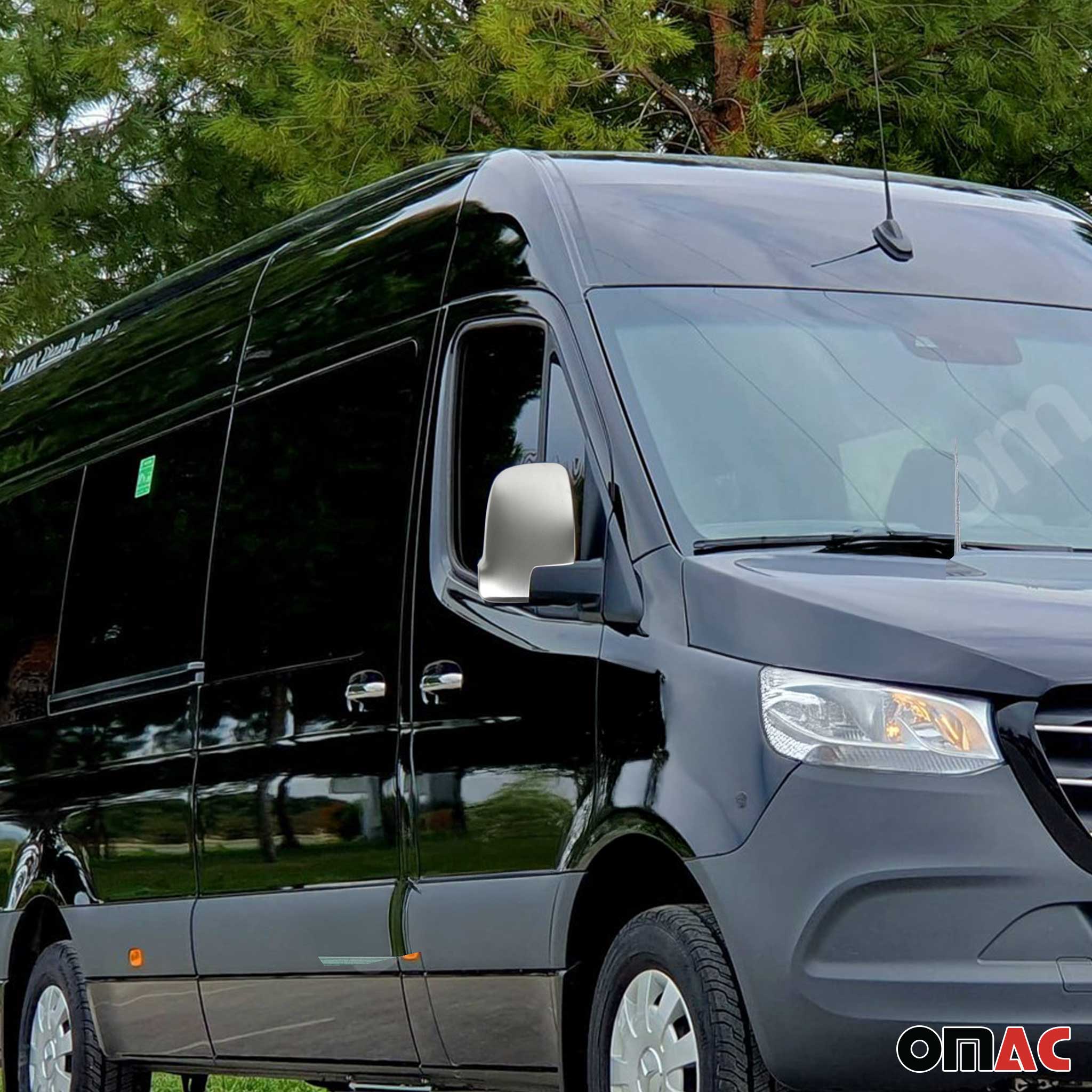 2019-2026 Mercedes Sprinter W907 910 Side Mirror Cover Caps Brushed Stainless Steel