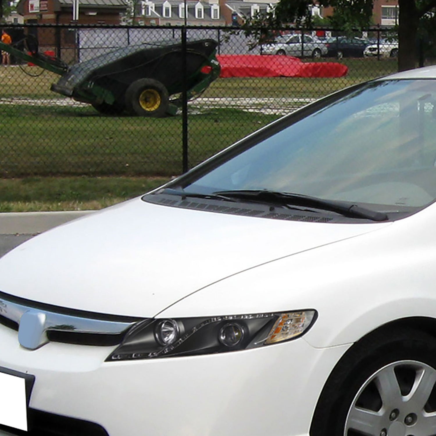 2006-2011 Honda Civic Sedan Projector Headlights R8 LED Light Strip Matt Black