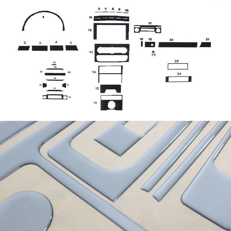 2006-2018 Mercedes Sprinter W906 Alu Look Dashboard Console Trim Kit 24 Pcs