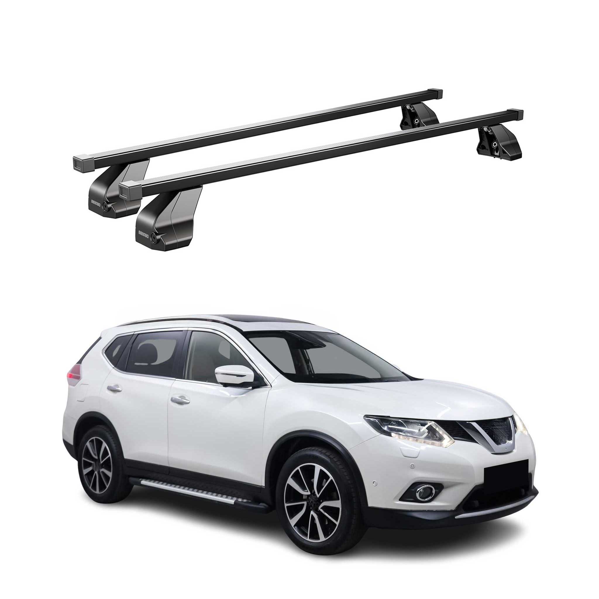 Fix Point Roof Racks Cross Bars for Nissan Rogue 2014-2017 Pre-FL Steel Black 2x