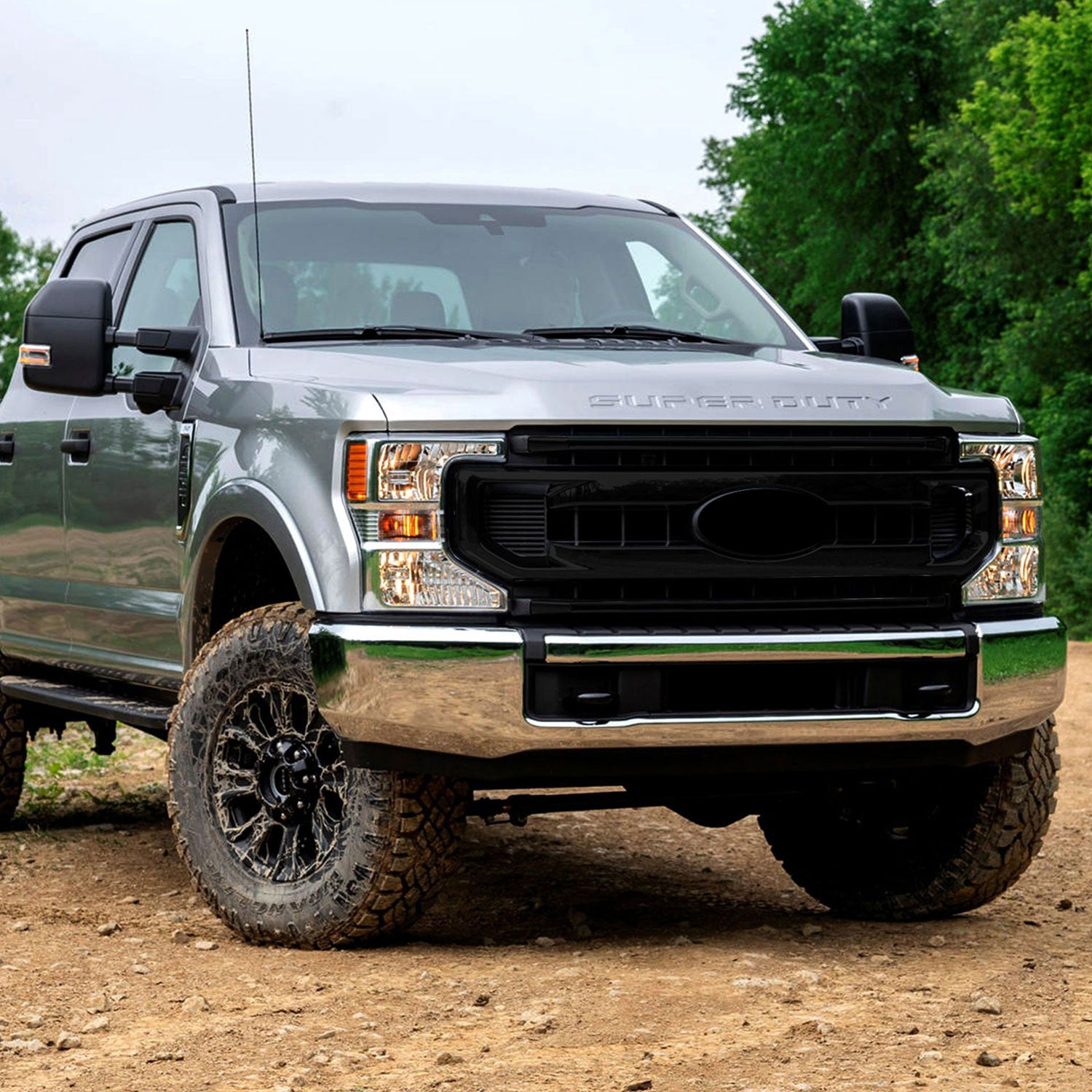 2020-2022 Ford F-250/350 Grille Overlay Gloss Black 3Pcs ABS Plastic