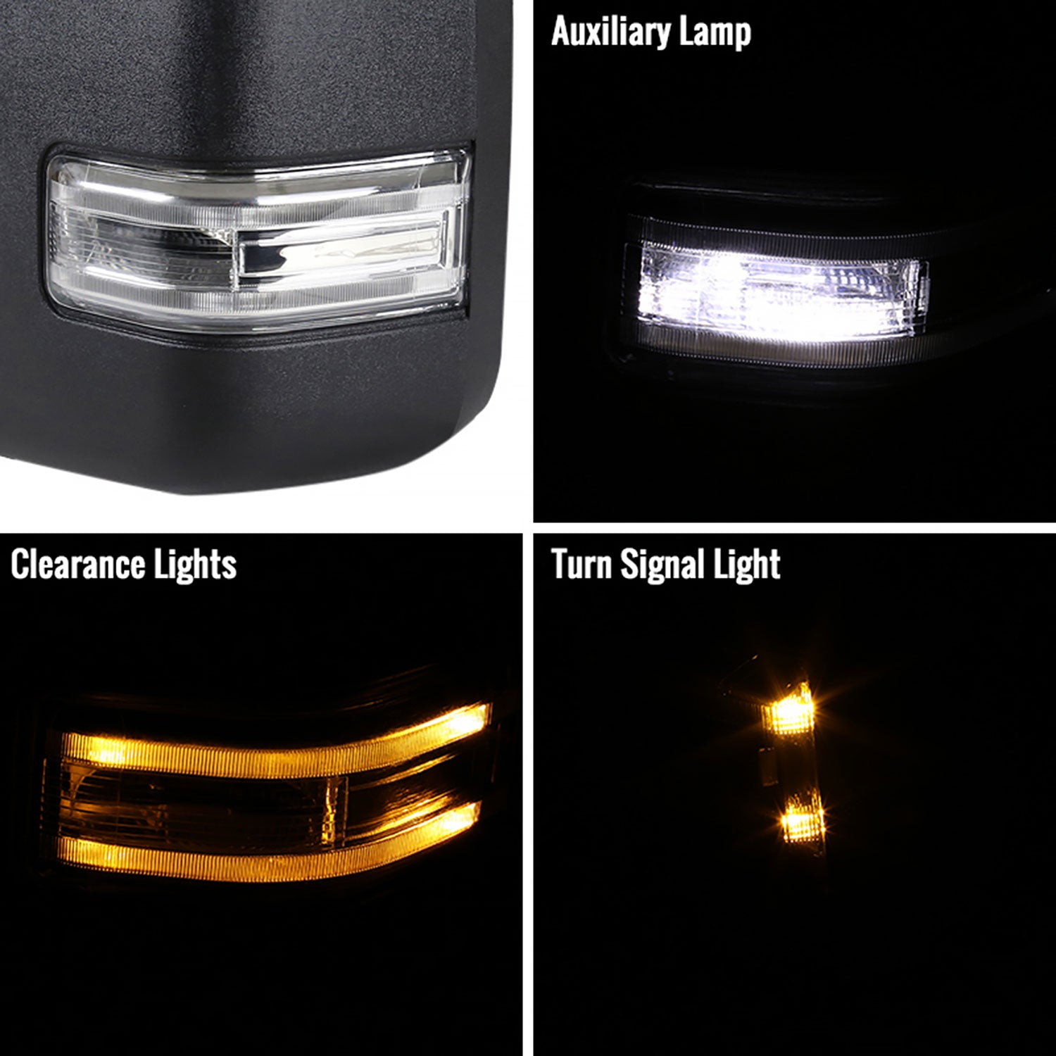 2015-2020 Ford F-150 Heated Towing Mirrors Turn Signal Puddle&Auxiliary Lights