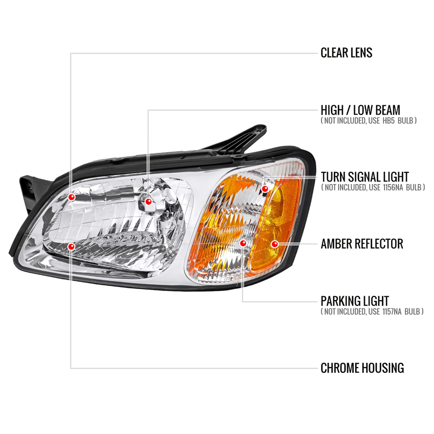 2000-2004 Subaru Legacy Brighton/2003-2006 Baja Sport Factory Headlights Chrome