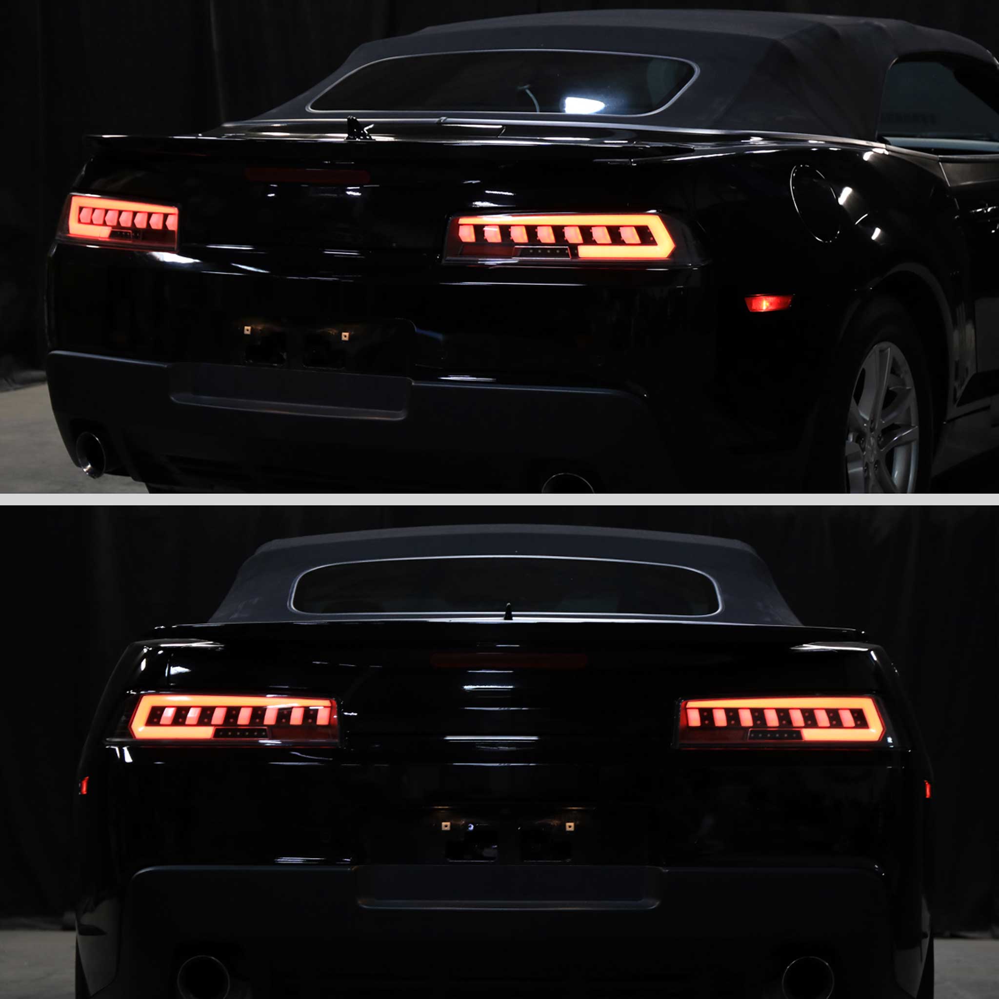 For Chevrolet Camaro 2014-2015 Full Red LED Sequential Tail Light Black Housing Clear Lens