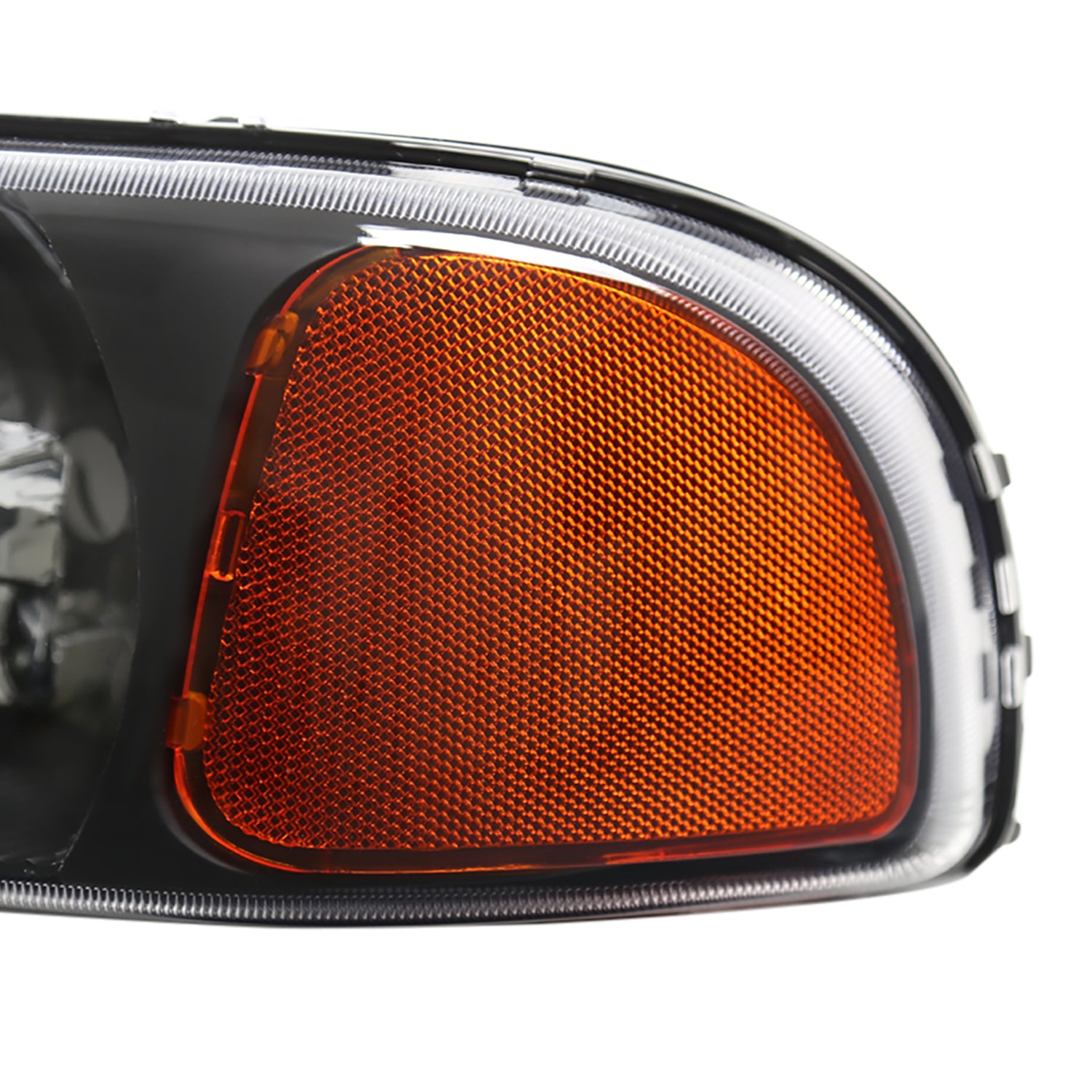 1999-2006 GMC Sierra/Yukon/Yukon XL Crystal Headlights Amber Reflector Black