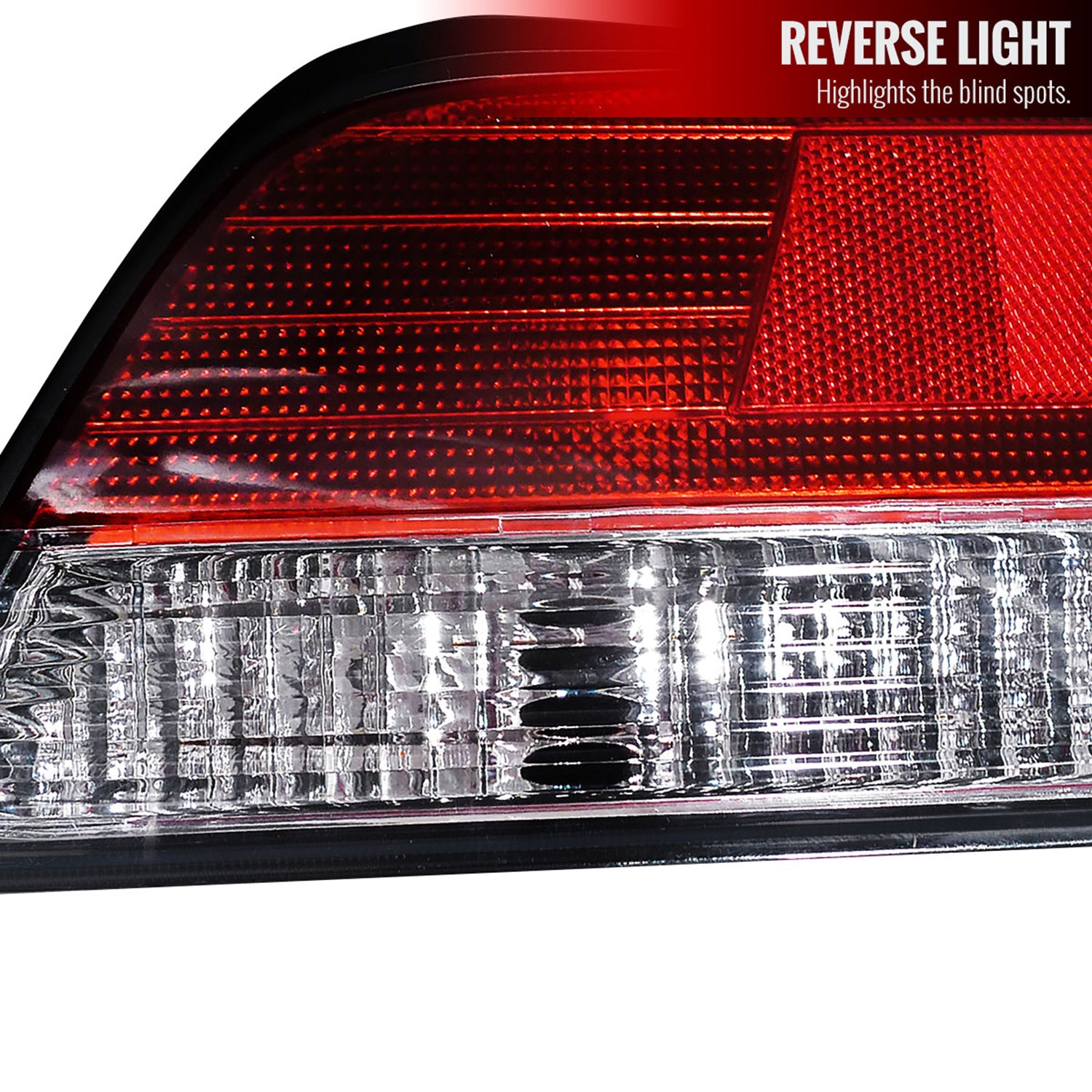 1997-2001 Honda Prelude Tail Lights Chrome Housing/Red Clear Lens