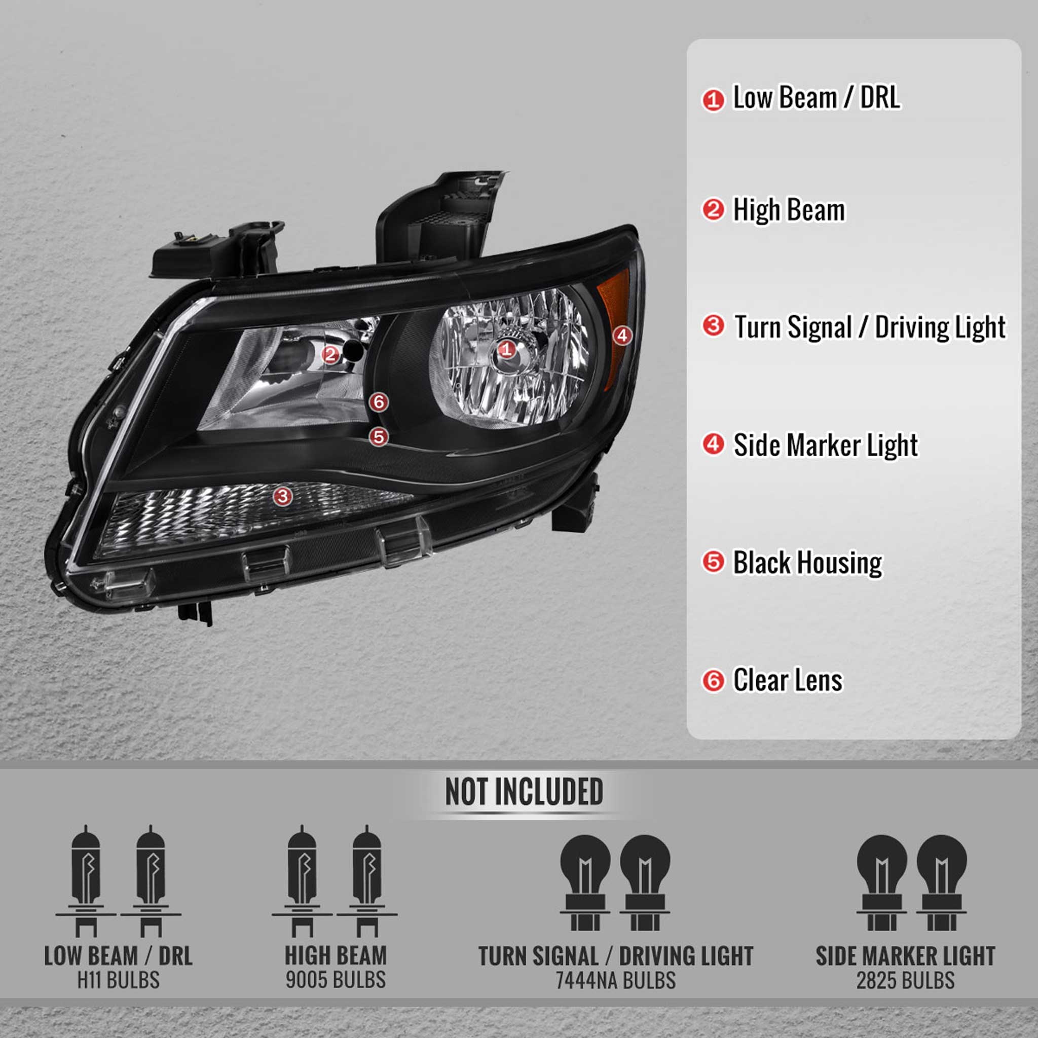 For Chevrolet Colorado 2015-2022 Factory Style Headlights Black Housing / Clear Lens