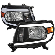 2005-2011 Toyota Tacoma LED Bar Factory Style Headlights Matte Black/Clear