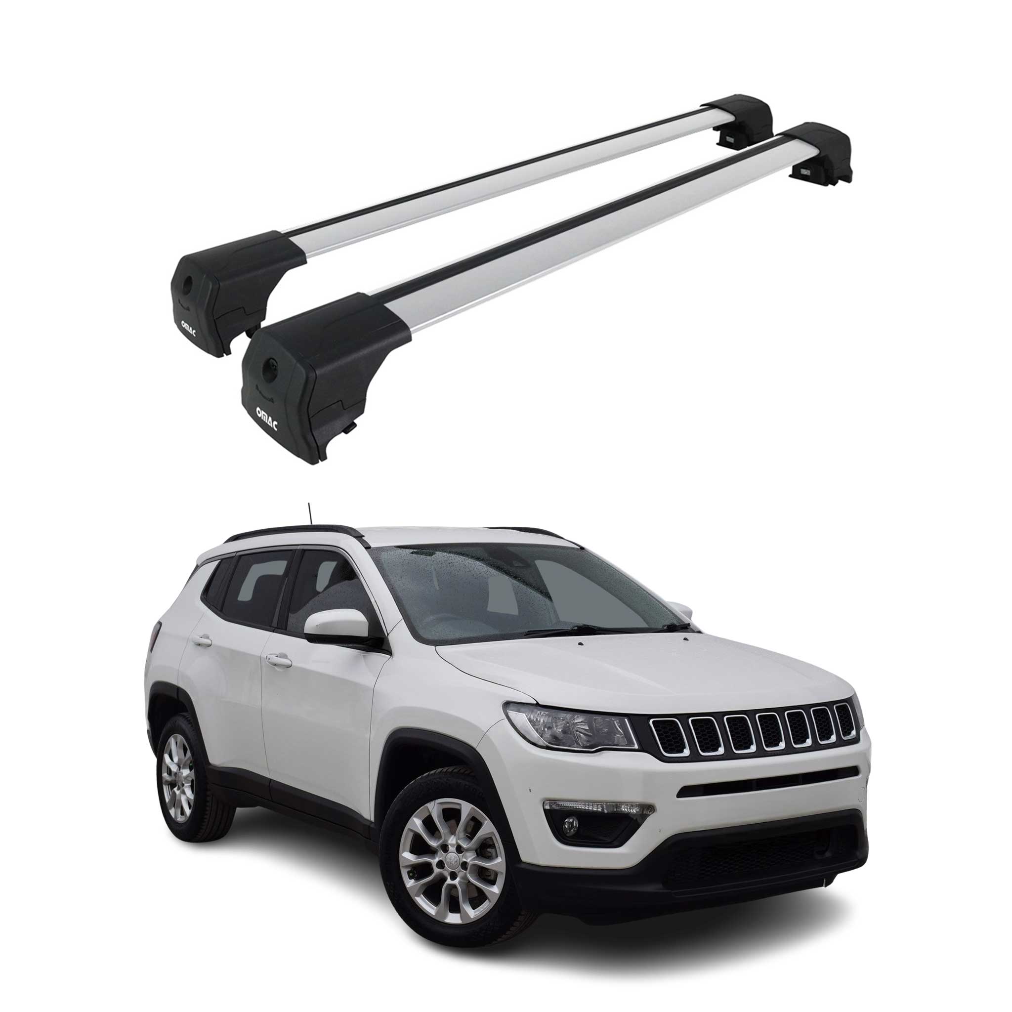 Roof Racks Cross Bars Luggage Carrier for Jeep Compass 2017-2025 Alu Silver 2x