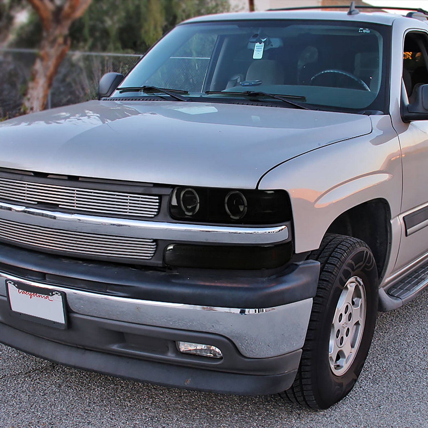 1999-2002 Chevy Silverado/ Chevy Tahoe/Suburban Dual Halo Headlights LED Black