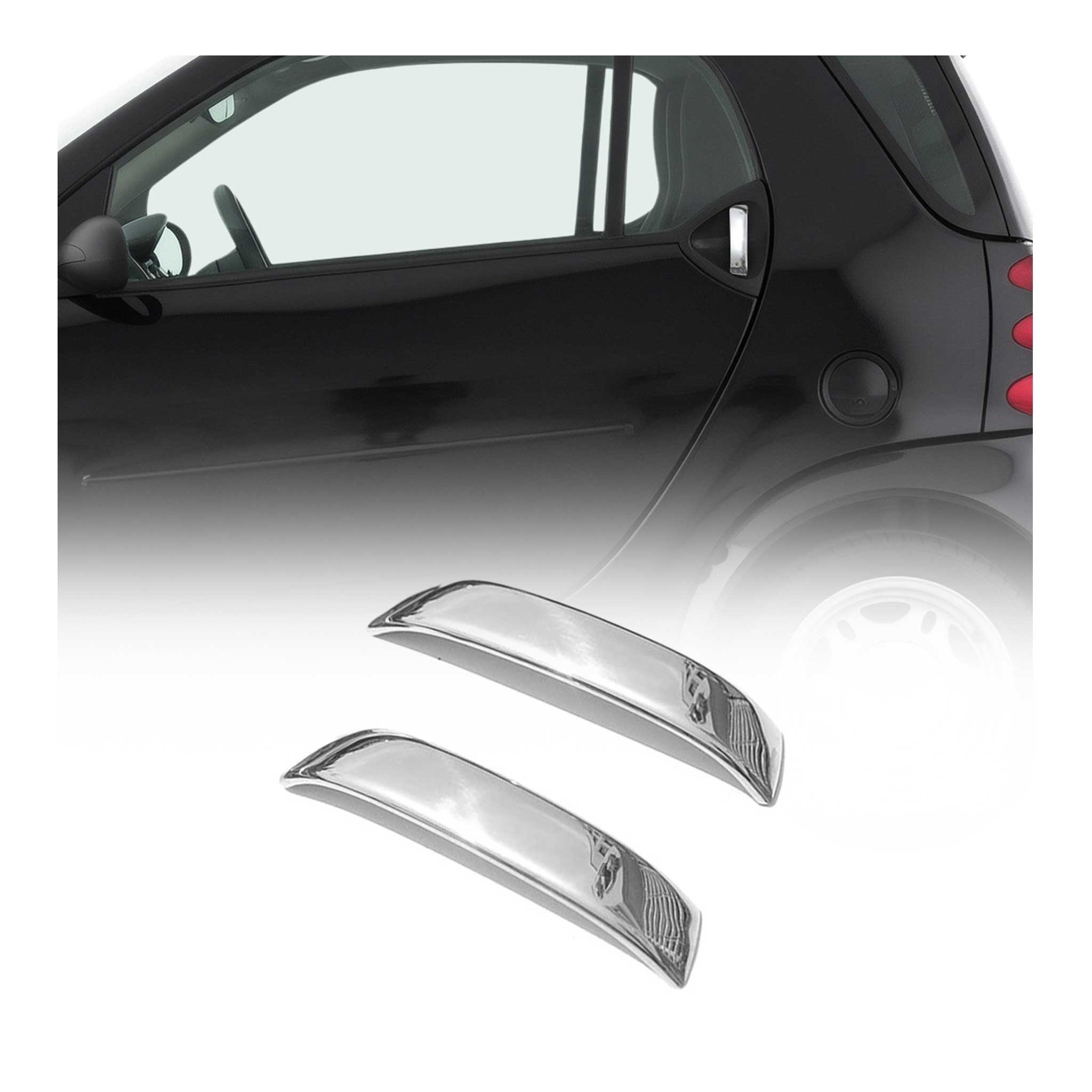1998-2007 Smart ForTwo Car Door Handle Cover Trim Stainless Steel Chrome 2 Pcs