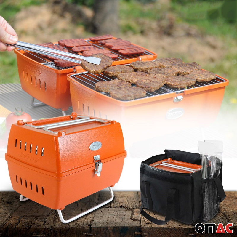 Charcoal Grill Portable Grill Garden Outdoor Orange Picnic Grill 13 Pcs BBQ