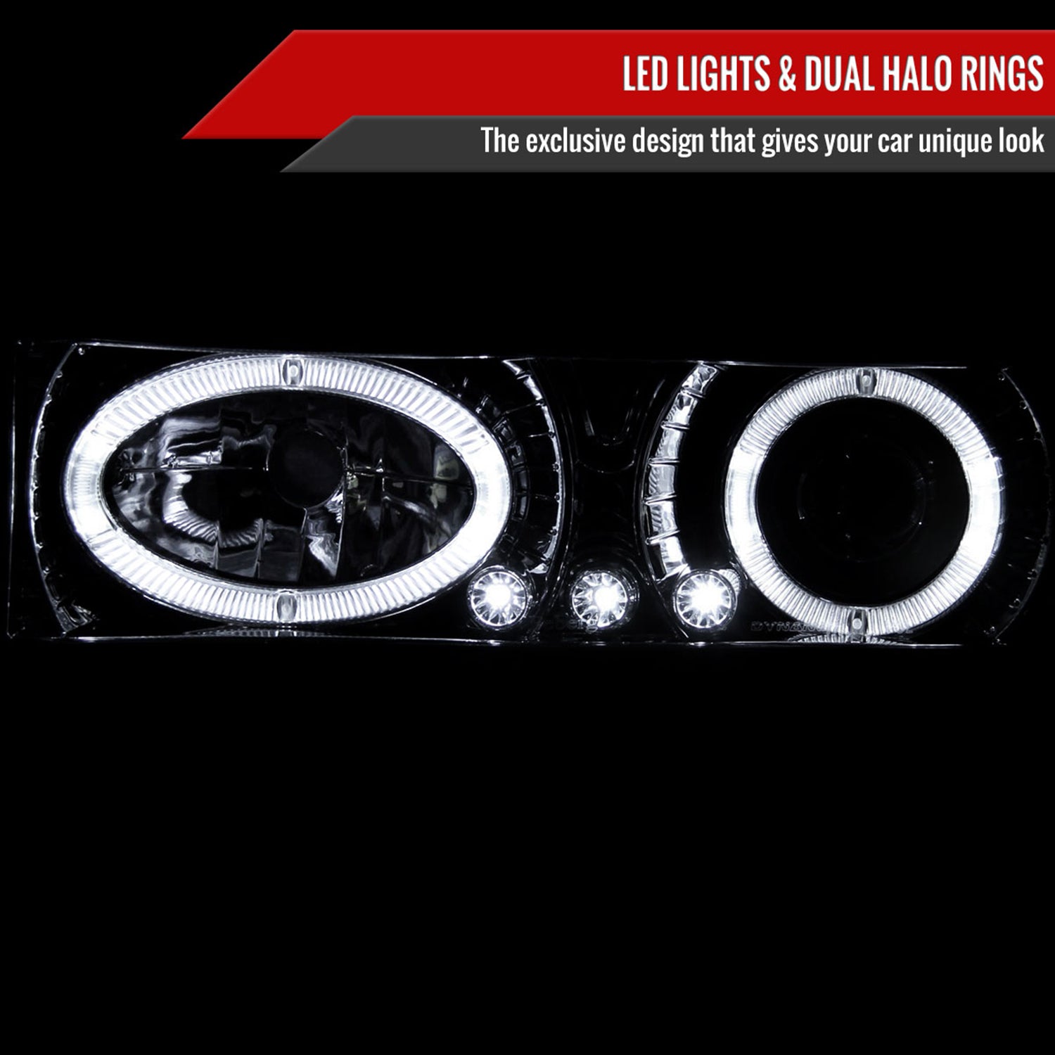 1988-1999 Chevy C/K C10/Blazer/Tahoe/Yukon Dual Halo Headlights Chrome