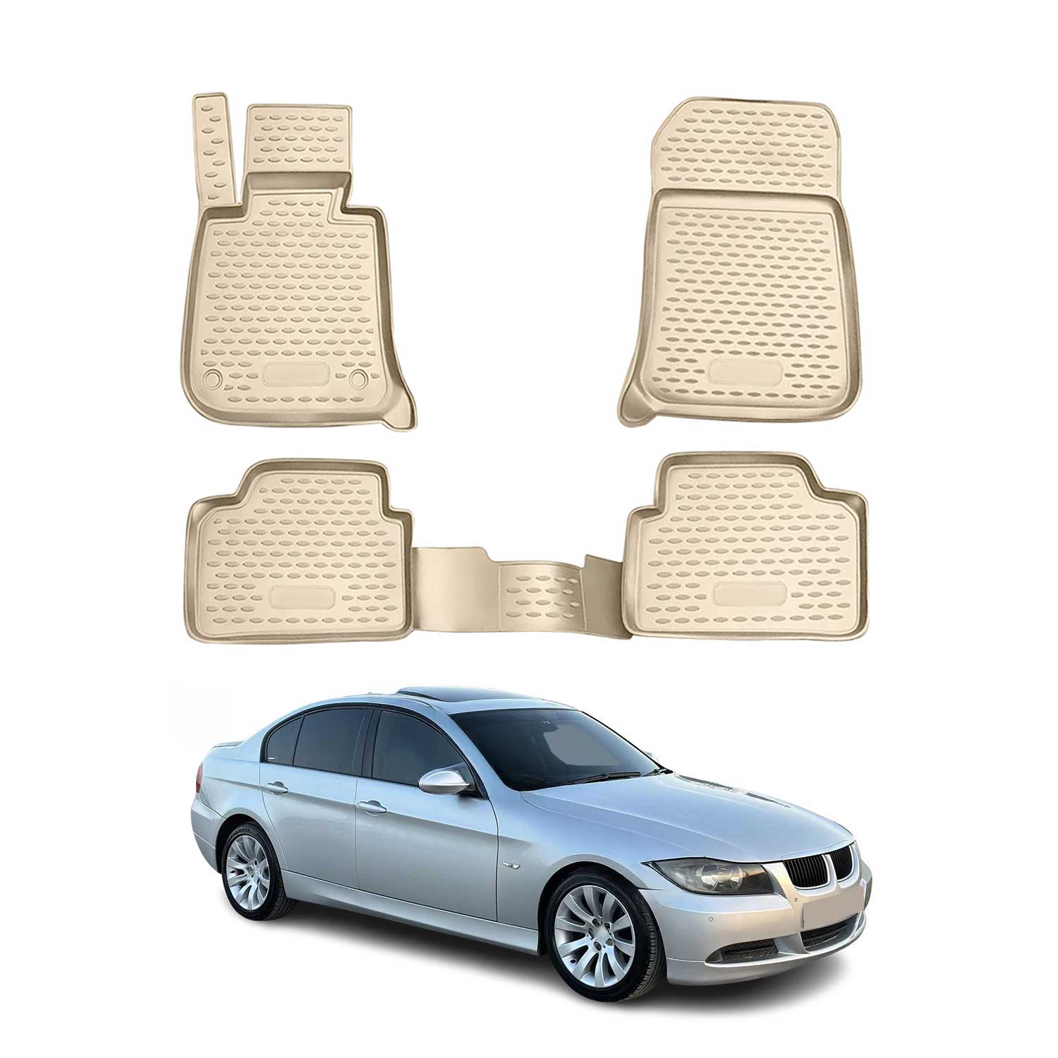 2006-2011 BMW 3 Series E90 E91 E92 Floor Mats Liners Full Set All Weather Beige