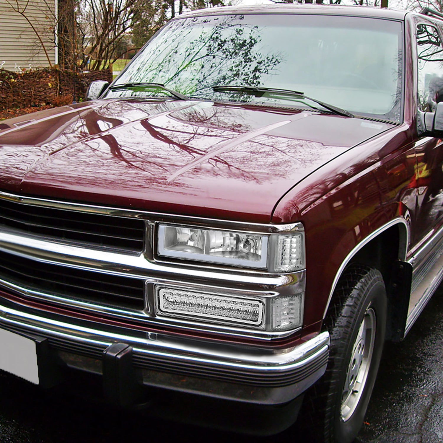 1988-1998 Chevy C/K C10/Tahoe/Sierra/Yukon/Suburban LED Headlights Chrome