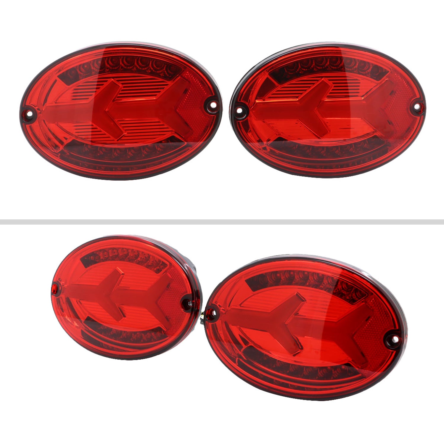 1997-2004 Chevy Corvette C5 4 PC LED Bar Tail Lights Chrome/Red Lens