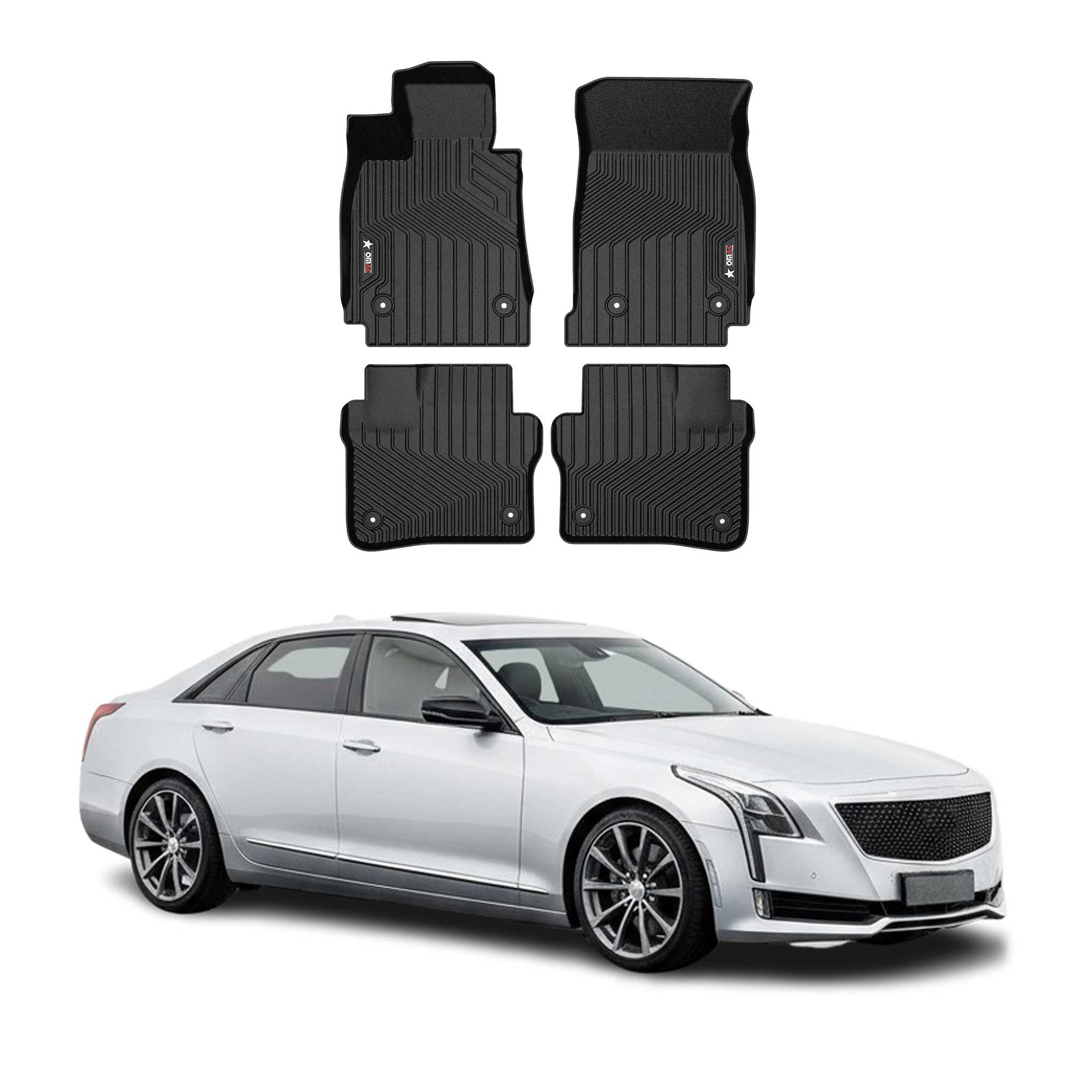2016-2020 Cadillac CT6 Premium Floor Mats Liners First and Second Row Set Black