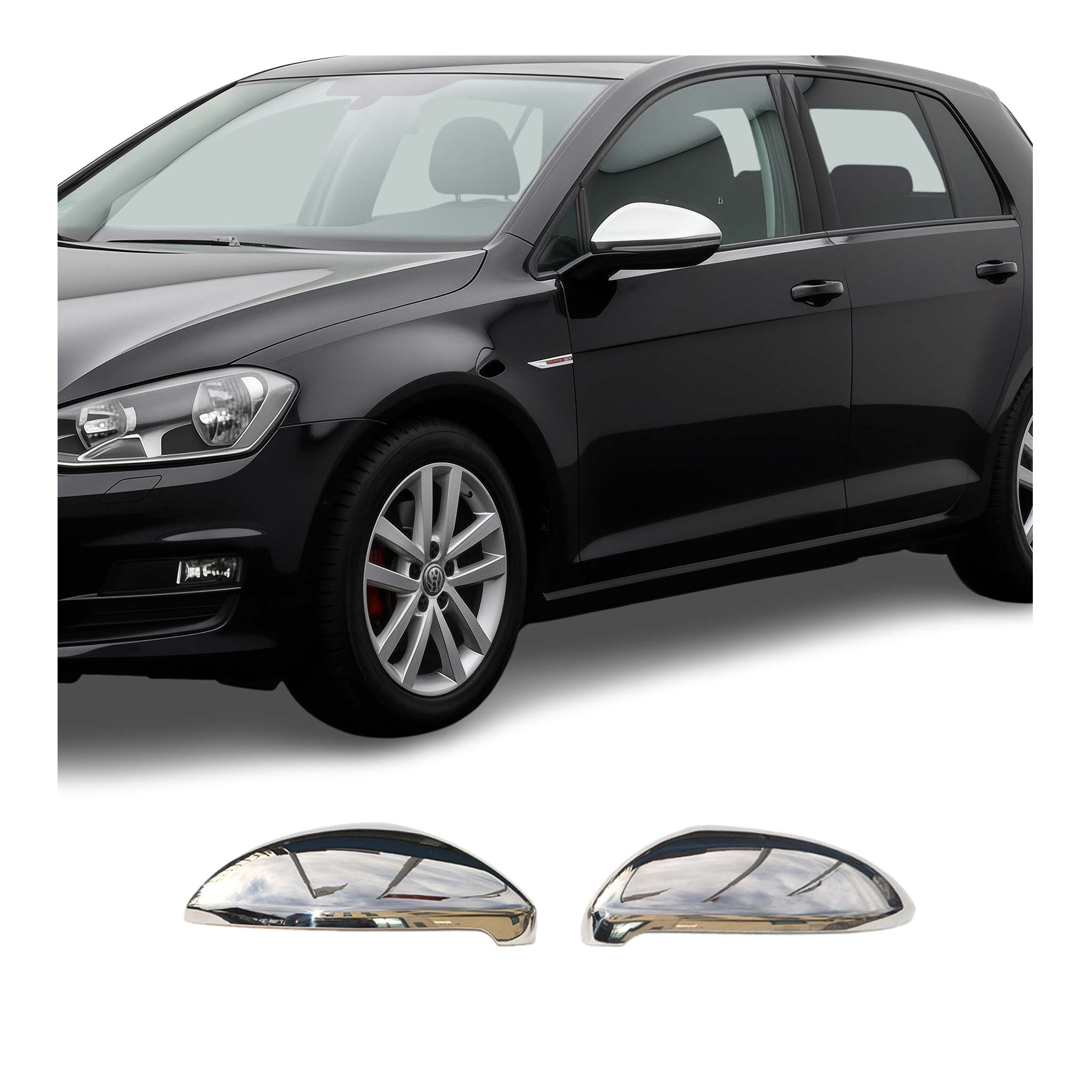 2015-2021 VW Golf Mk7 Side Mirror Cover Caps Stainless Steel Silver 2 Pcs