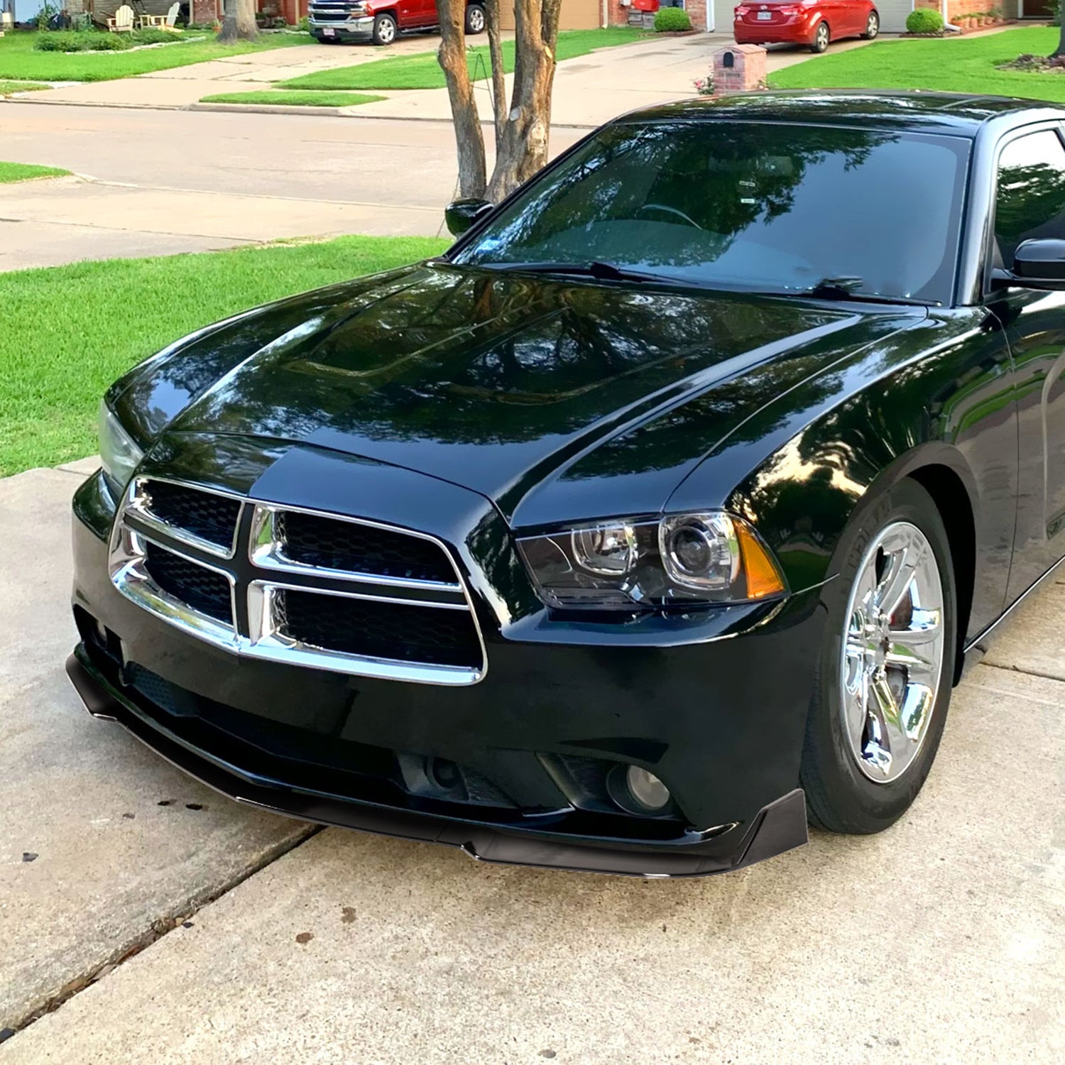 2011-2014 Dodge Charger SRT8 Glossy Black 3PC Front Bumper Lip Splitter Kit