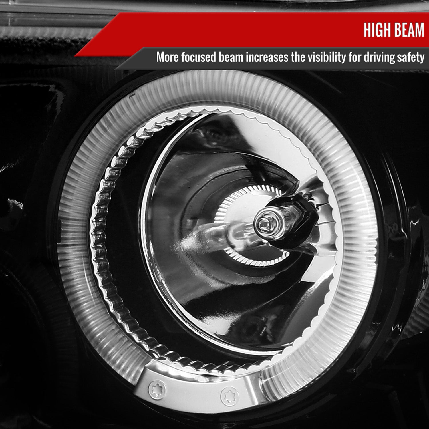 2010-2014 Ford Mustang Dual Halo Projector Headlights Jet Black/Clear Lens