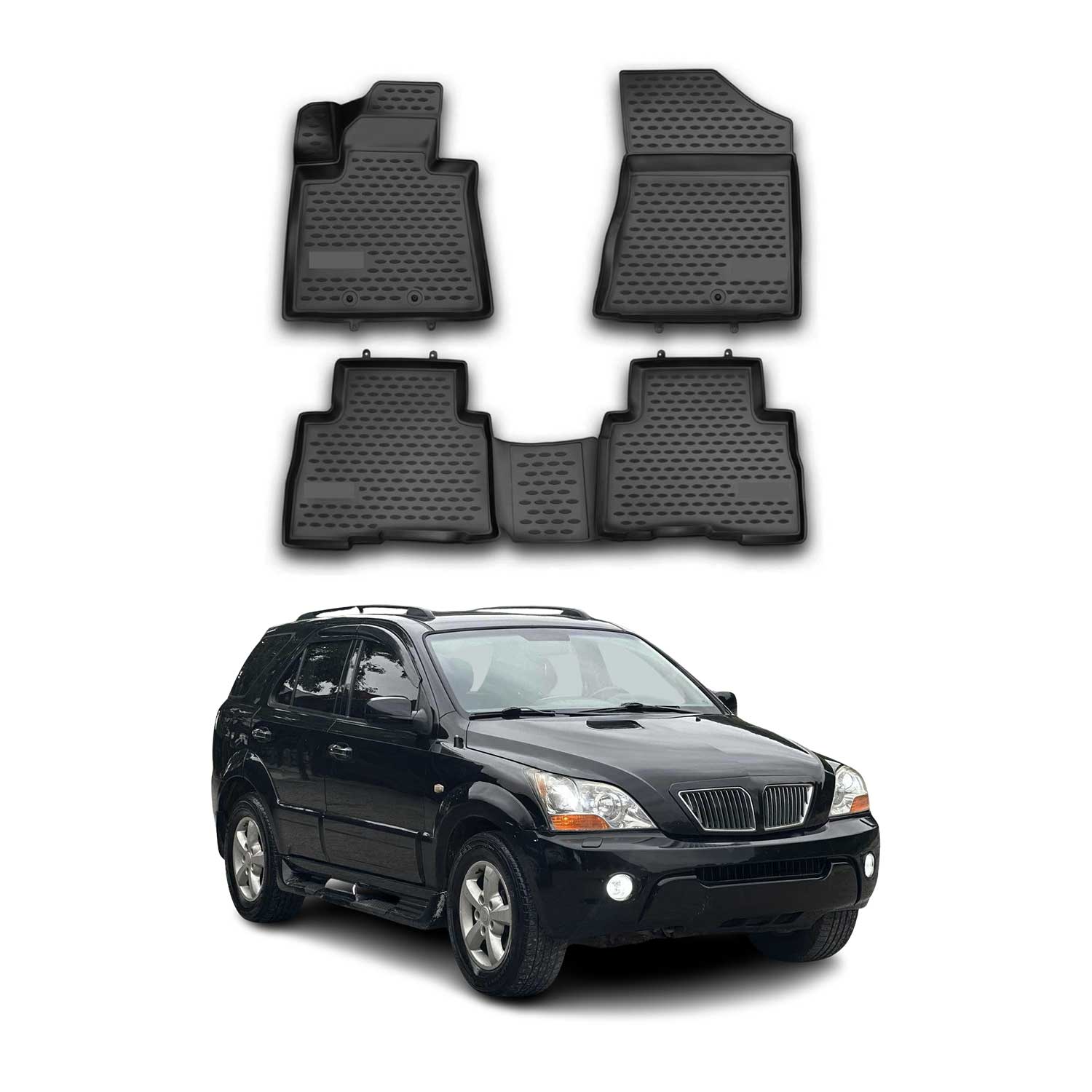 2014-2015 Kia Sorento Floor Mats Liners Full Set All Weather Black