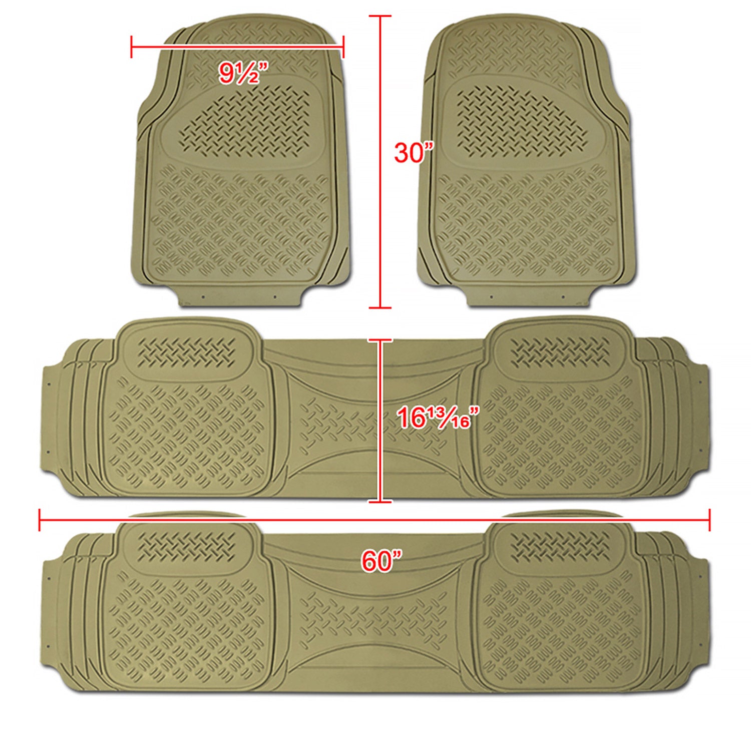 Universal fit Rubber NonSlip Car Floor Mats Liner All Weather 4Pcs Beige