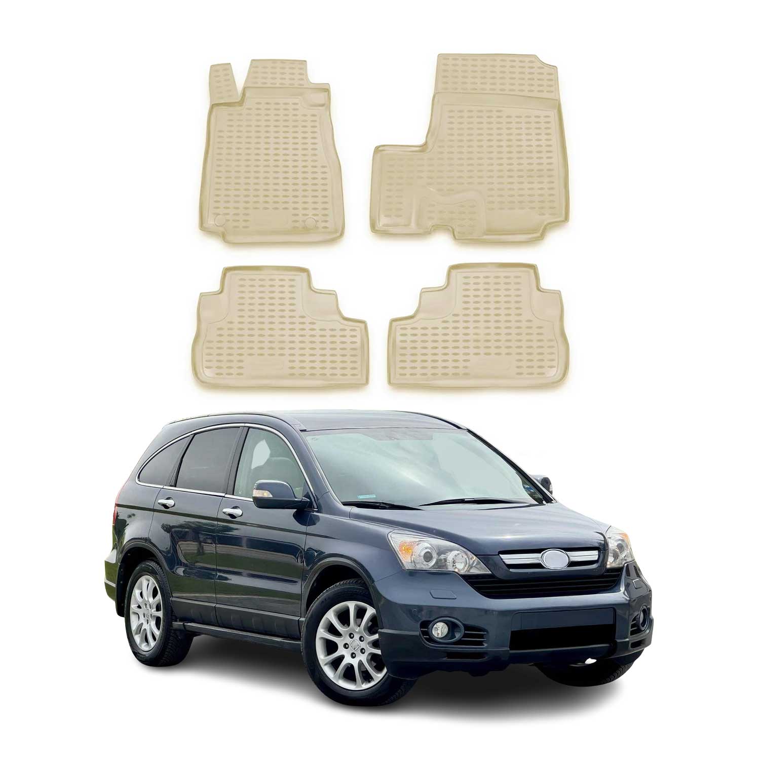 2007-2011 Honda CR-V Floor Mats Liners Full Set All Weather Beige