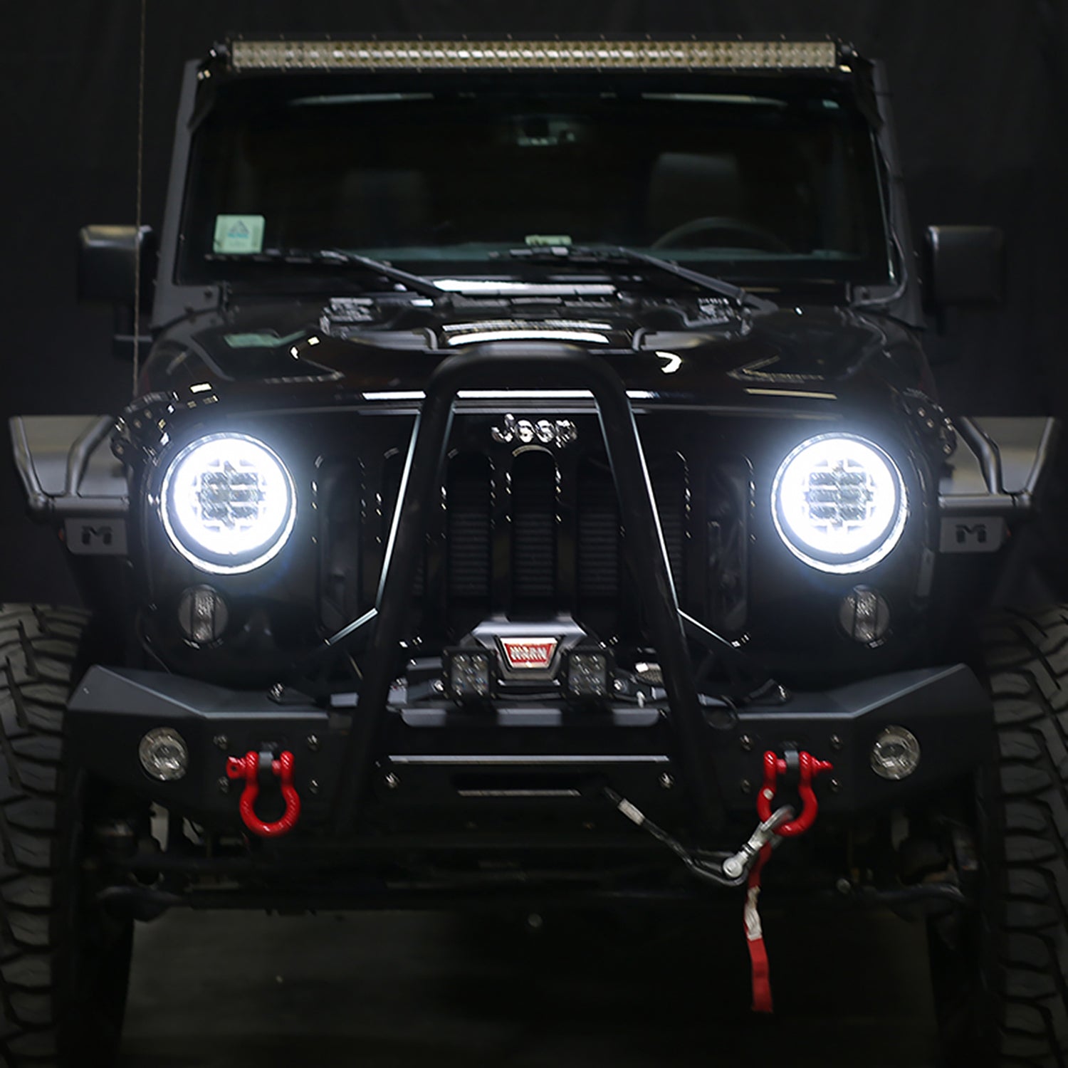 Universal 7" Round Cree LED Blue Rim Halo Projector Headlight - 1PC Chrome/Clear