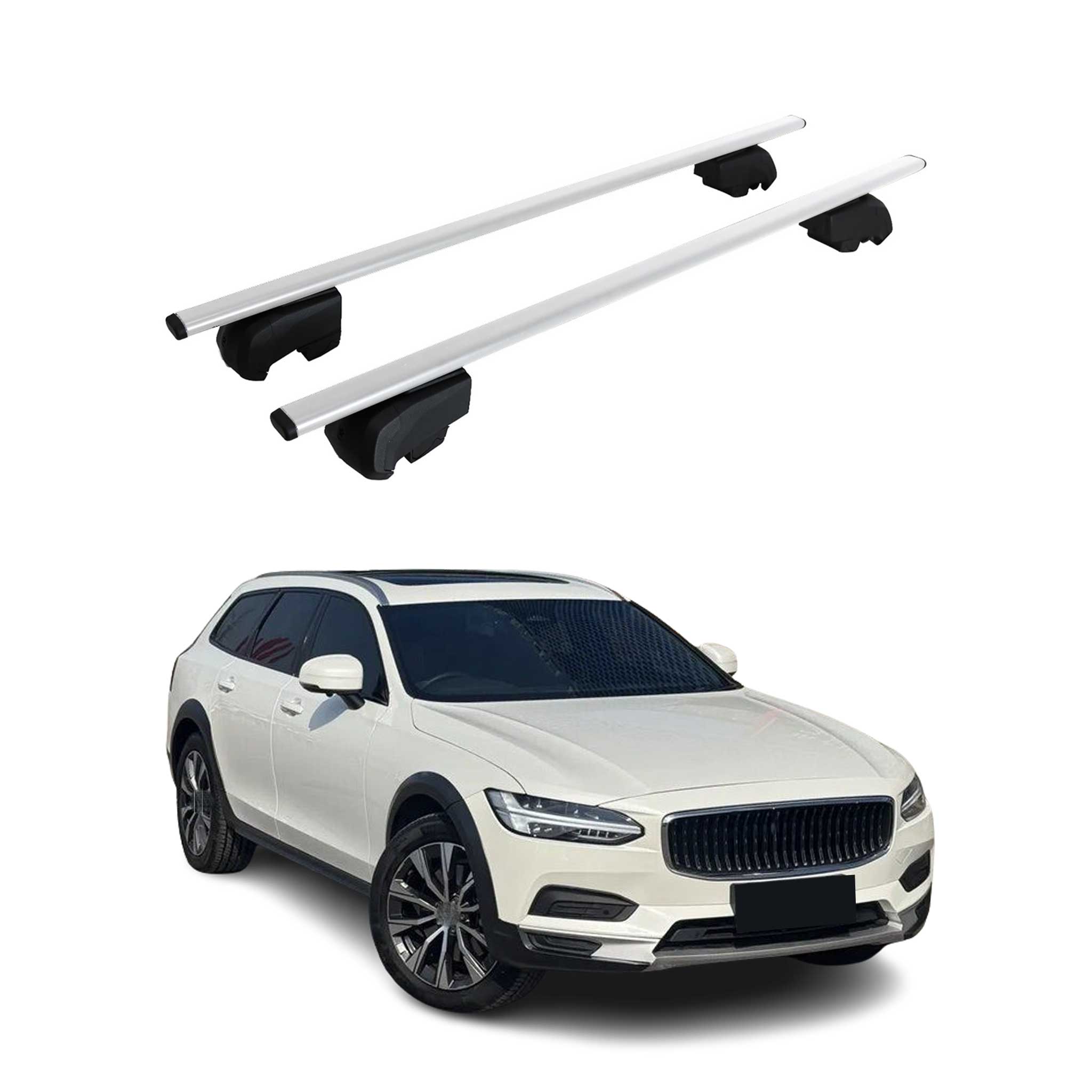 2017-2024 Volvo V90 Cross Country Roof Rack Cross Bars Silver