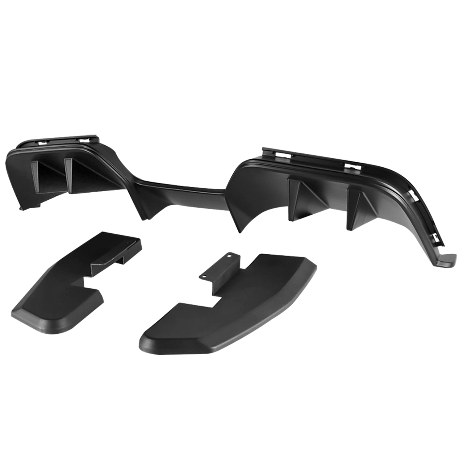 2015-2017 Ford Mustang Black R Style Rear Diffuser w/ Side Valance Panels