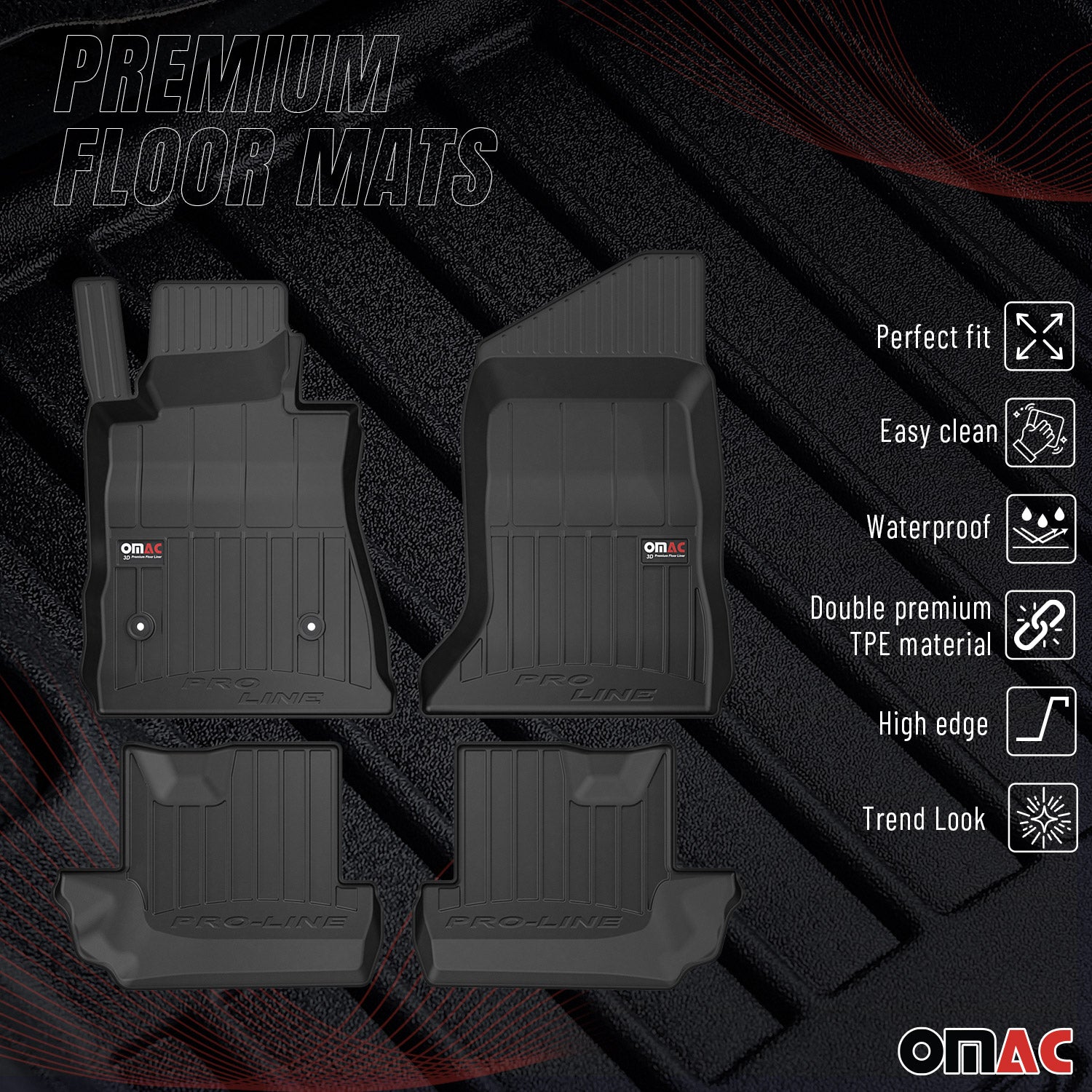 2016-2024 Chevrolet Camaro Coupe Premium Floor Mats Liners Full Set All Weather Heavy Duty