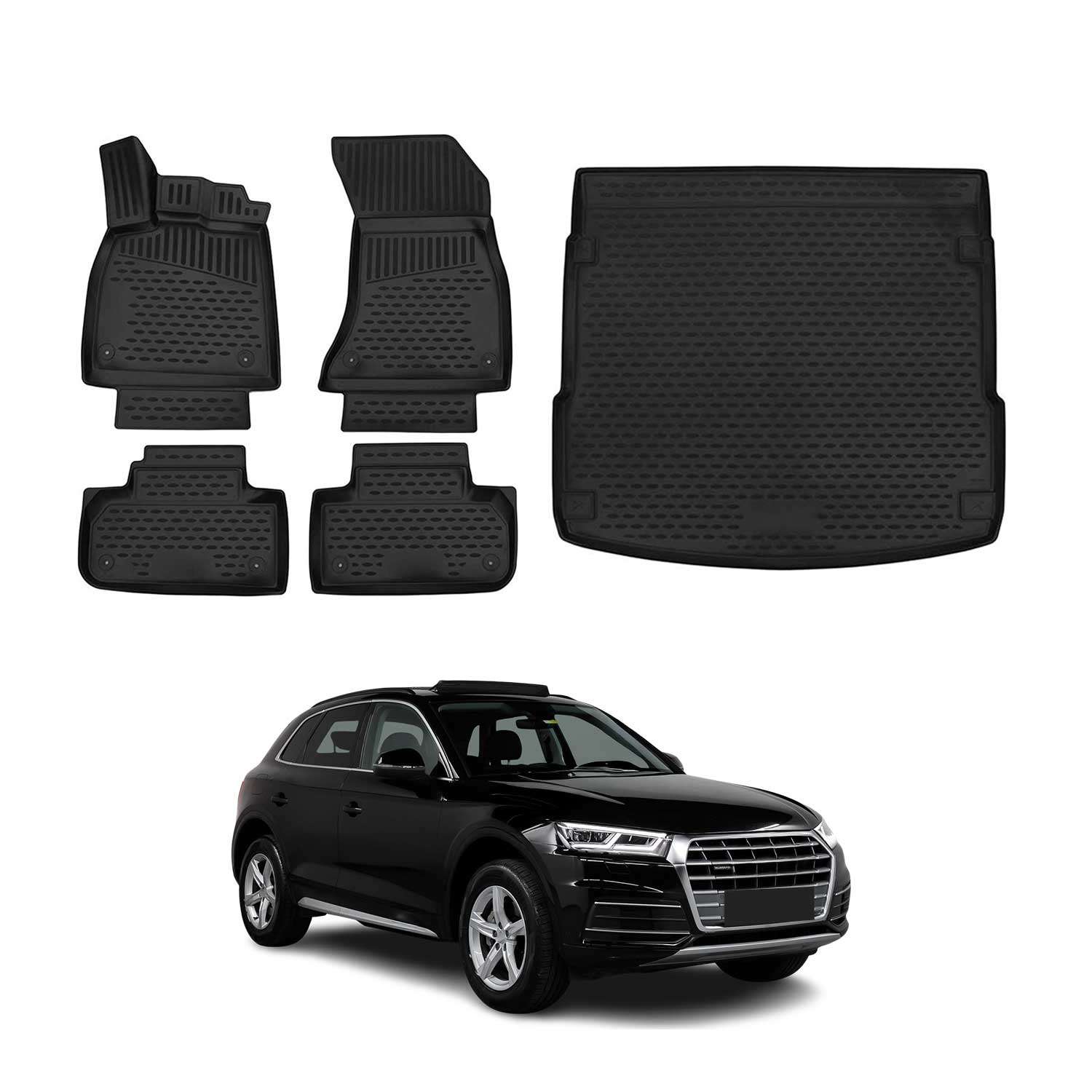 2018-2025 Audi Q5 SQ5 Floor Mats & Cargo Liner Full Set All Weather Black