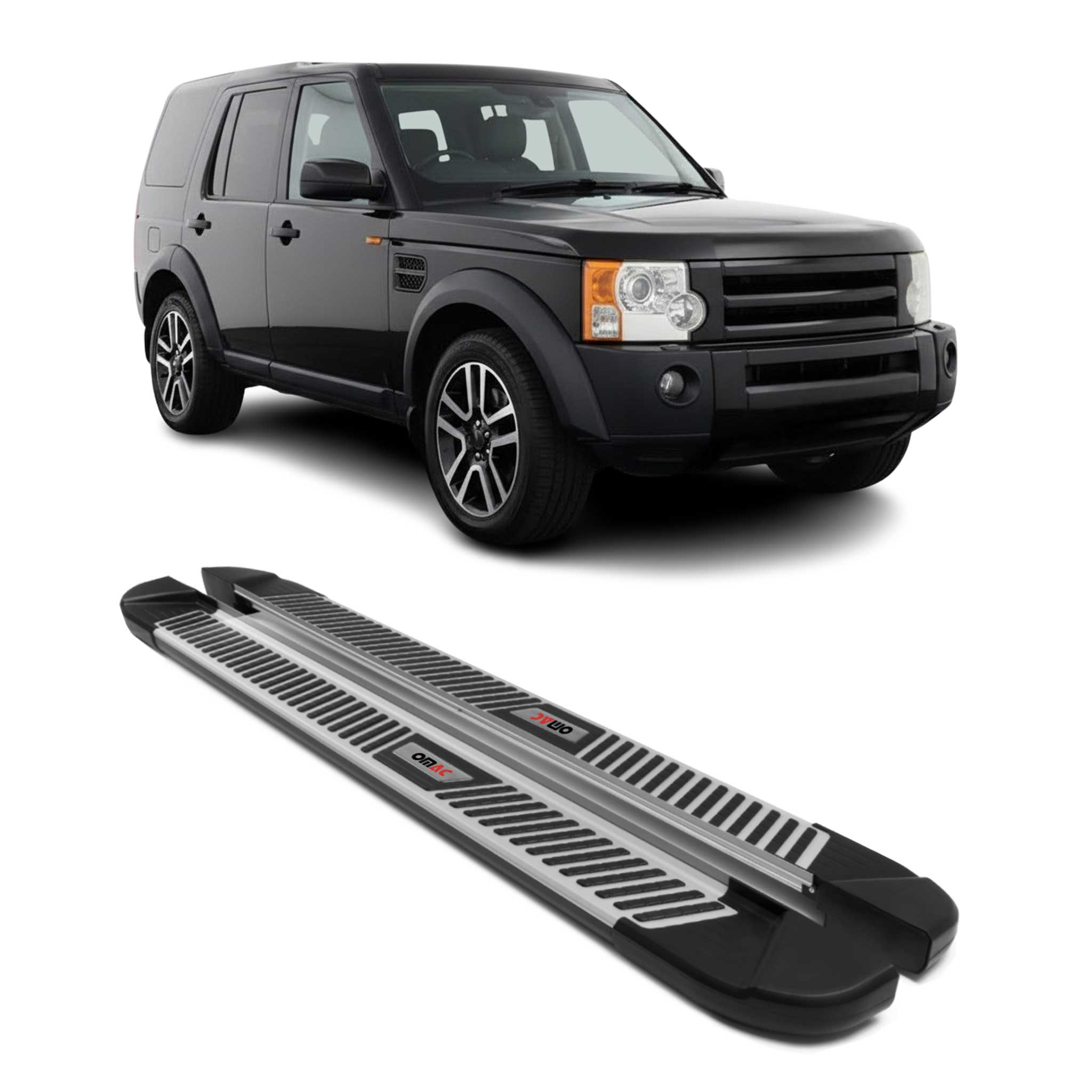 2010-2016 Land Rover LR4 Running Boards Side Steps Silver & Black
