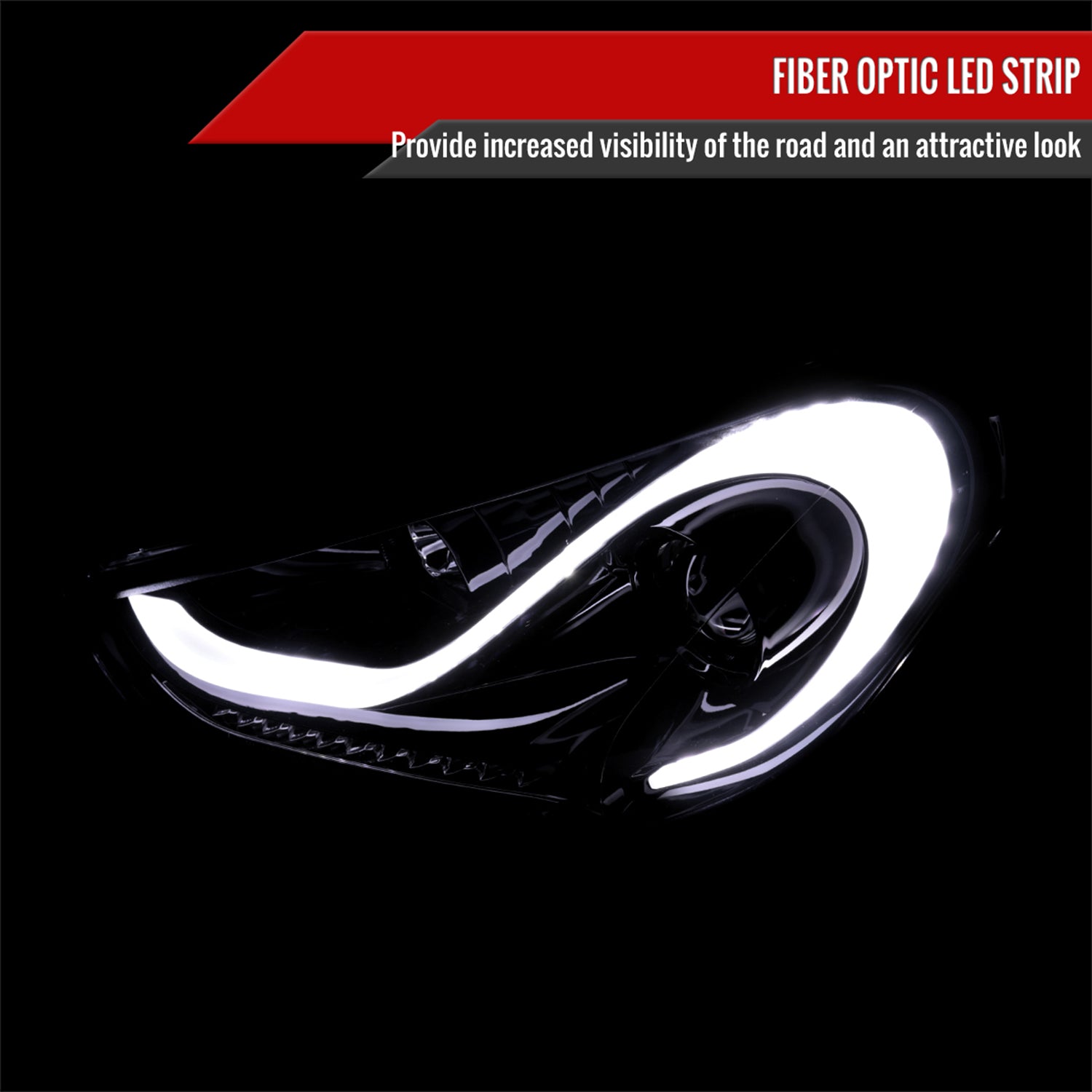 2012-2017 Hyundai Veloster LED Bar Projector Headlights Signal Lights Black