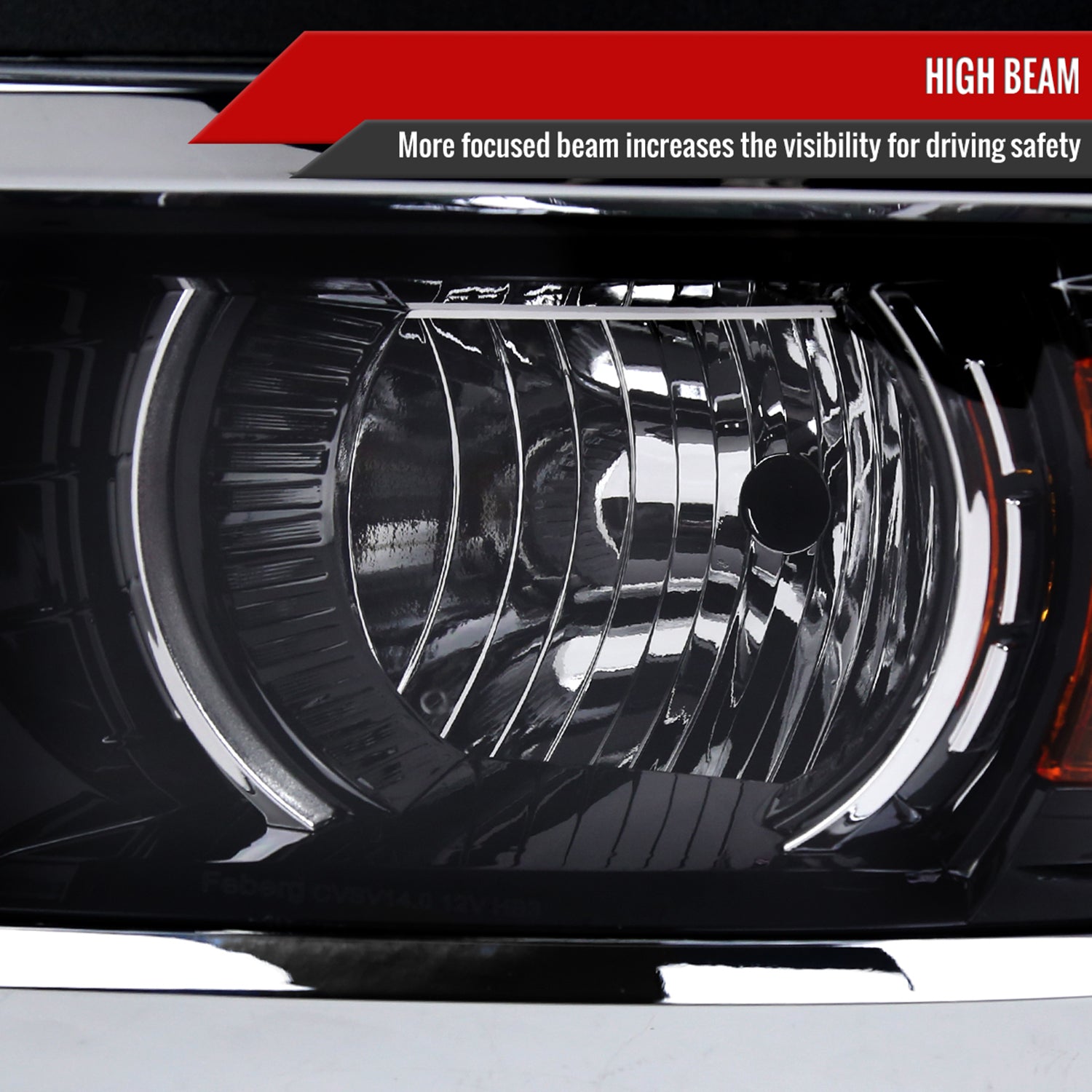 2014-2015 Chevy Silverado 1500 Projector Headlights Glossy Black/Clear Lens