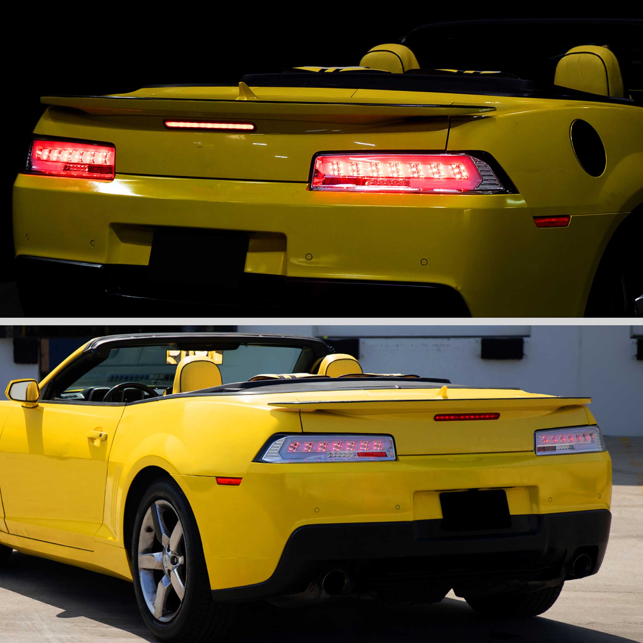 For Chevrolet Camaro 2014-2015 Full Red LED Sequential Tail Light Chrome Housing Clear Lens