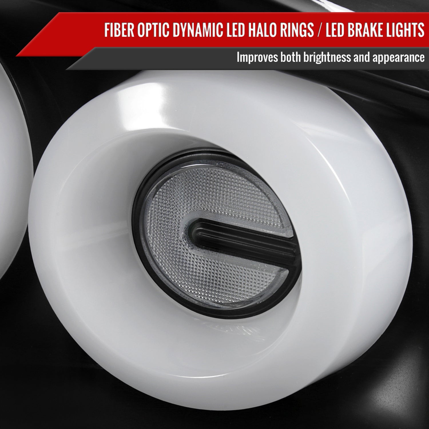 2003-2007 Infiniti G35 Coupe White LED Halo Signal Tail Light Matt Black/Clear