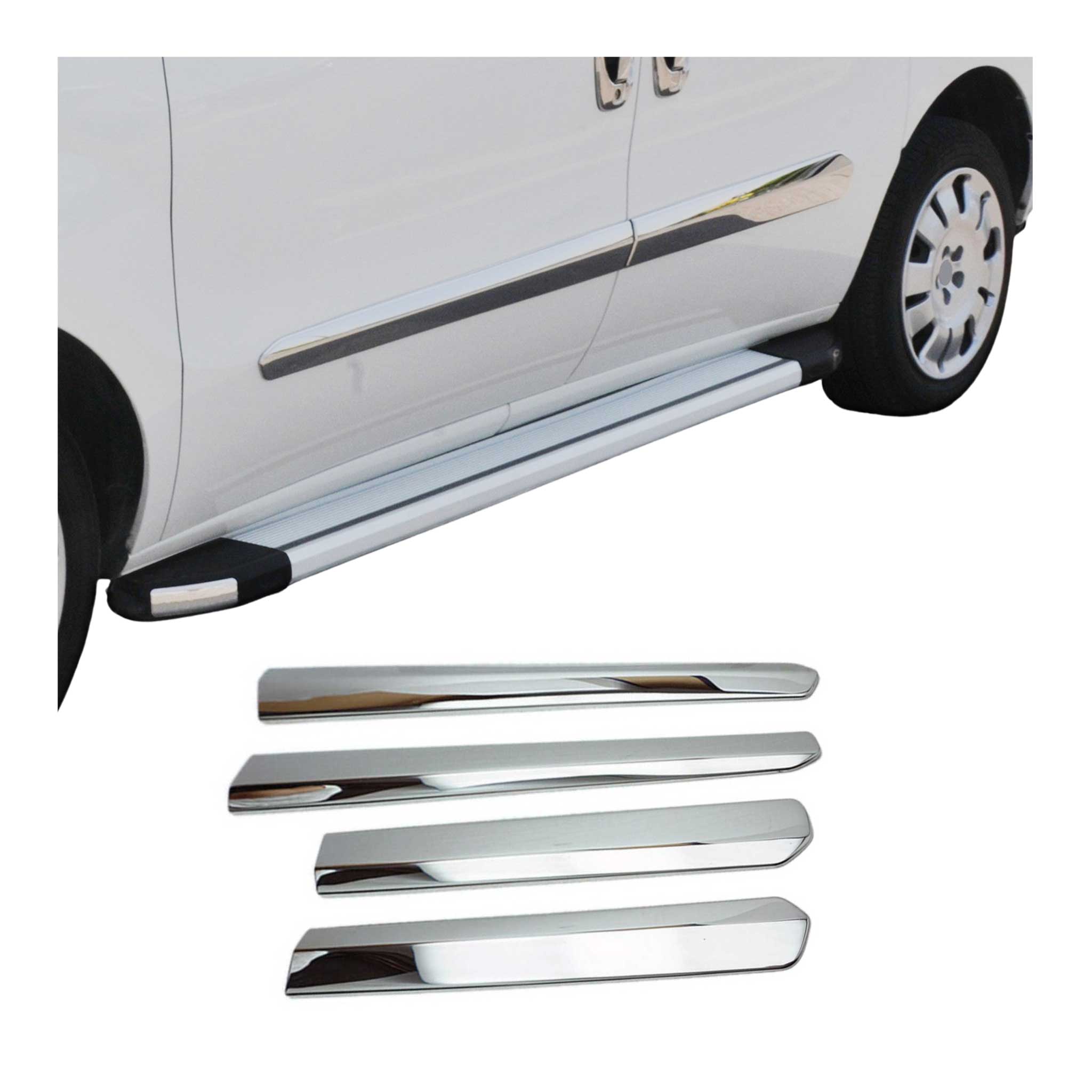 2015-2022 RAM ProMaster City Side Door Molding Trim Skirt Garnish Stainless Steel 4Pcs