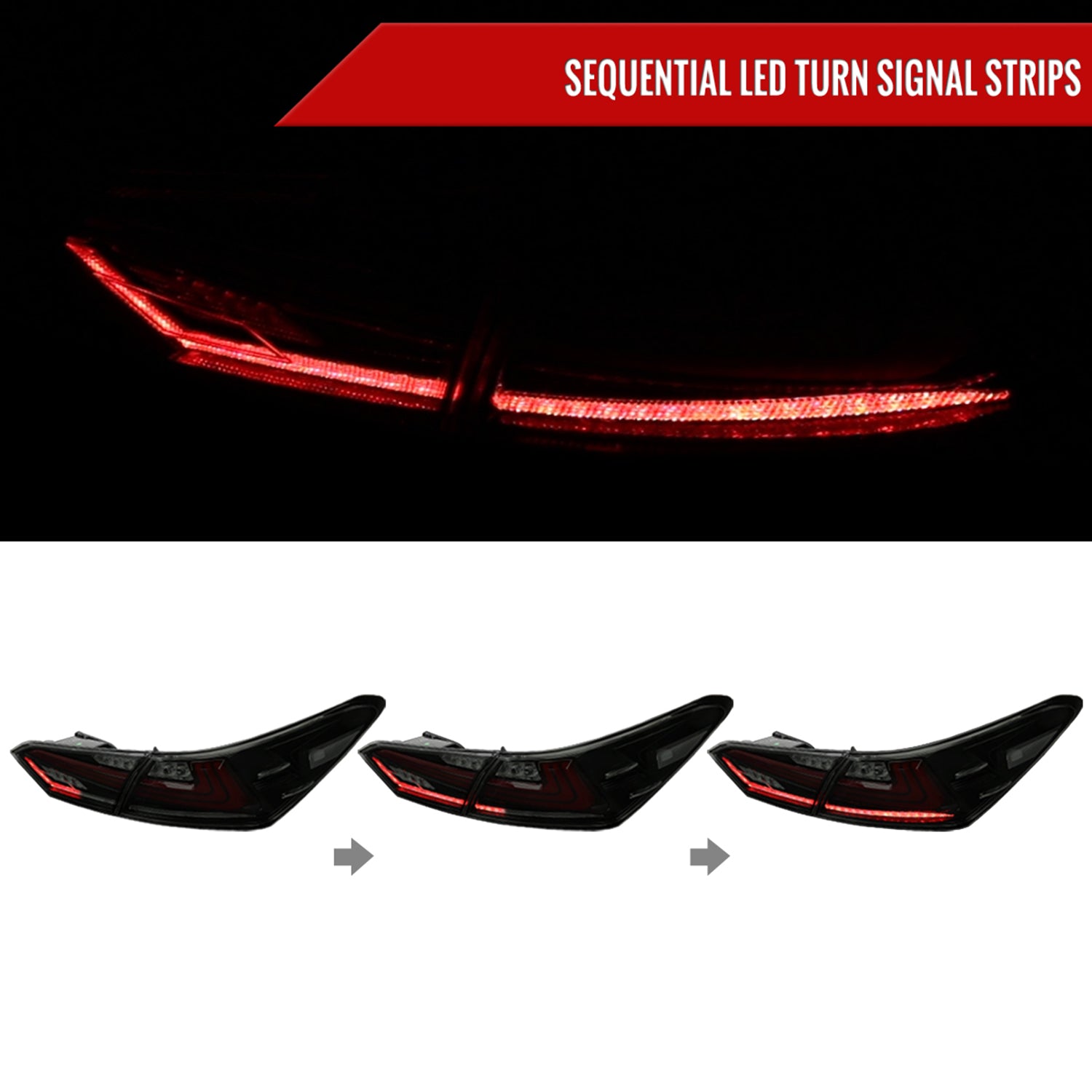 2018-2022 Toyota Camry LED Tail Lights Signal Lamps Glossy Black/Smoke