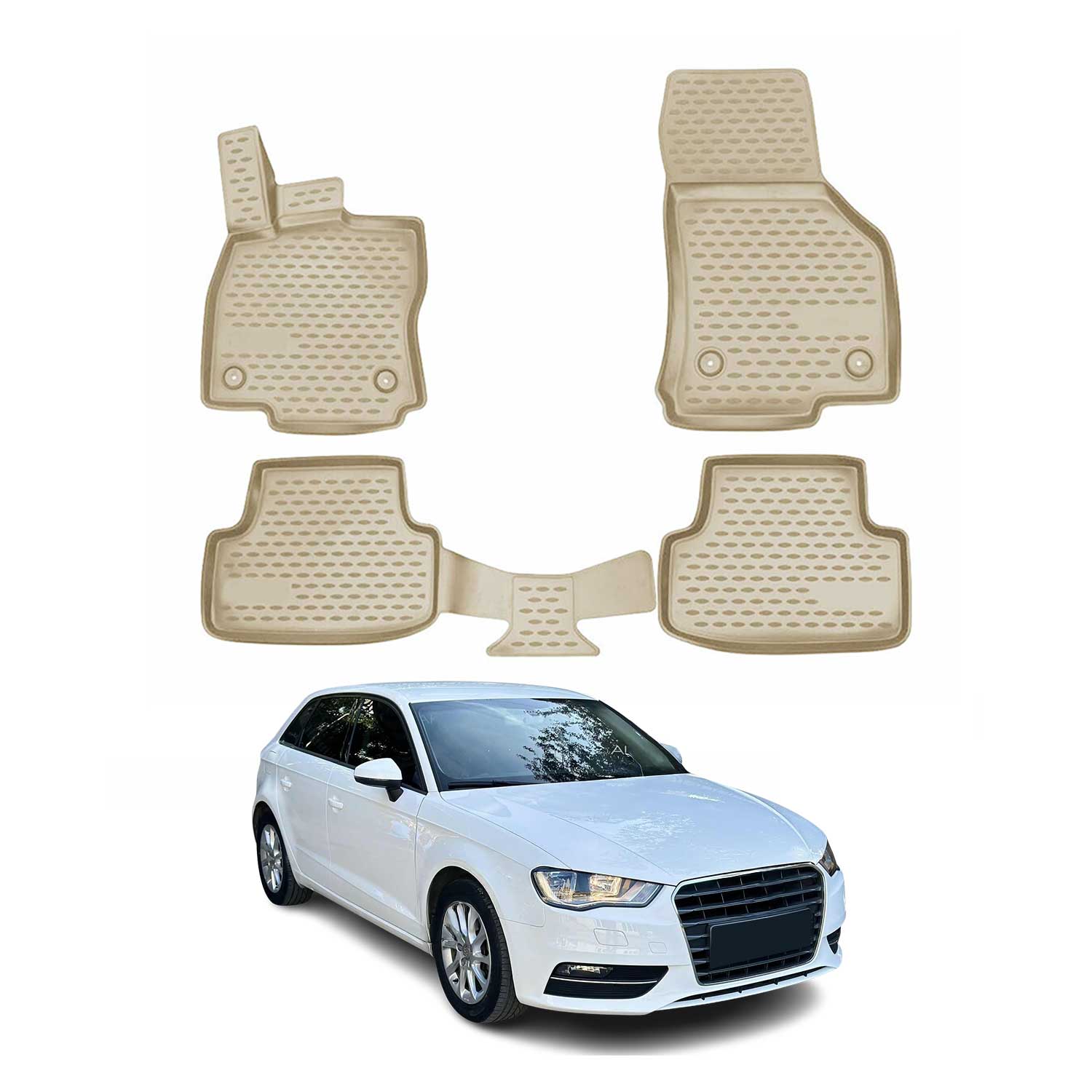 2014-2016 Audi A3 S3 A3 Quattro Floor Mats Liners Full Set All Weather Beige