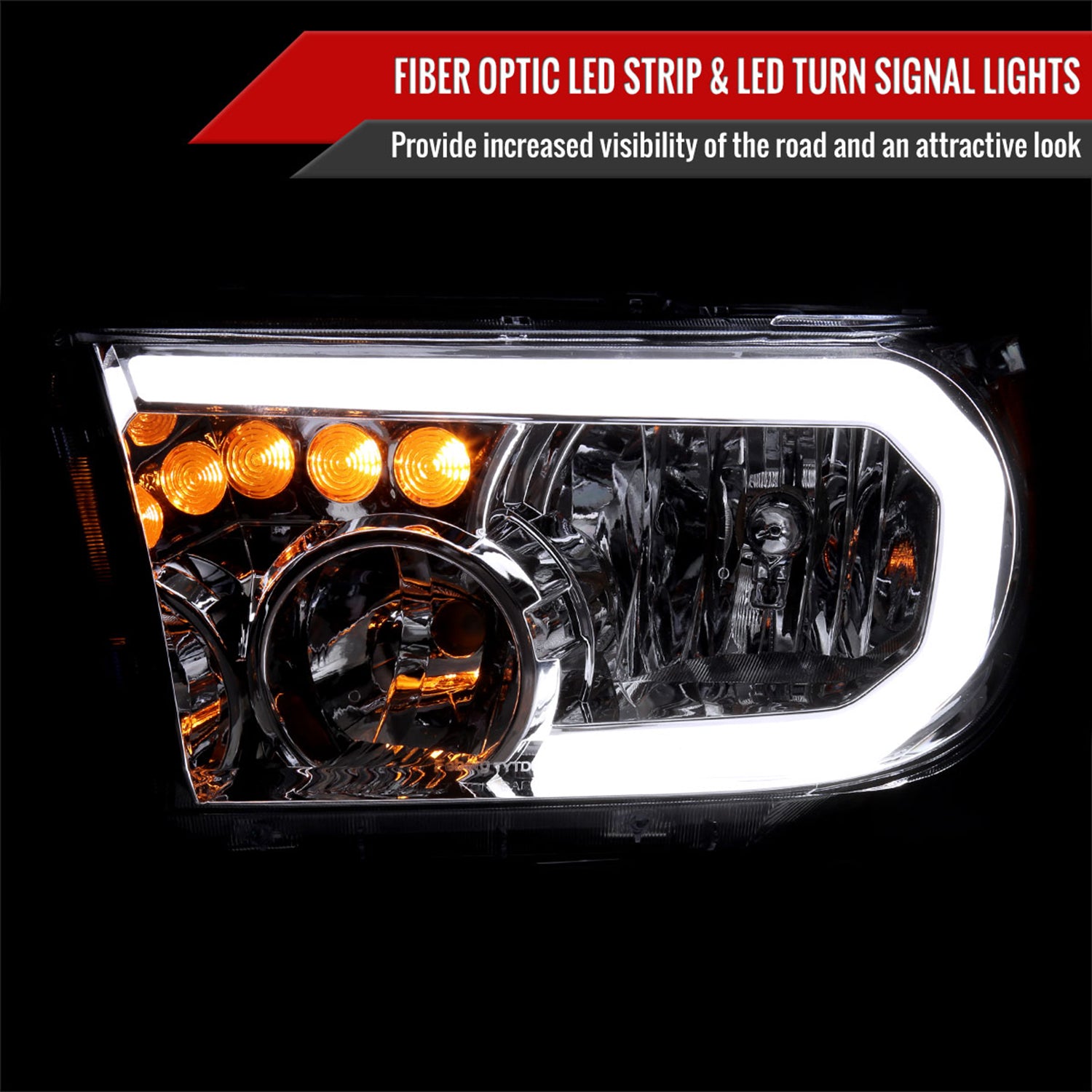 2007-2013 Toyota Tundra/2008-2017 Sequoia LED Tube Factory Headlights Chrome