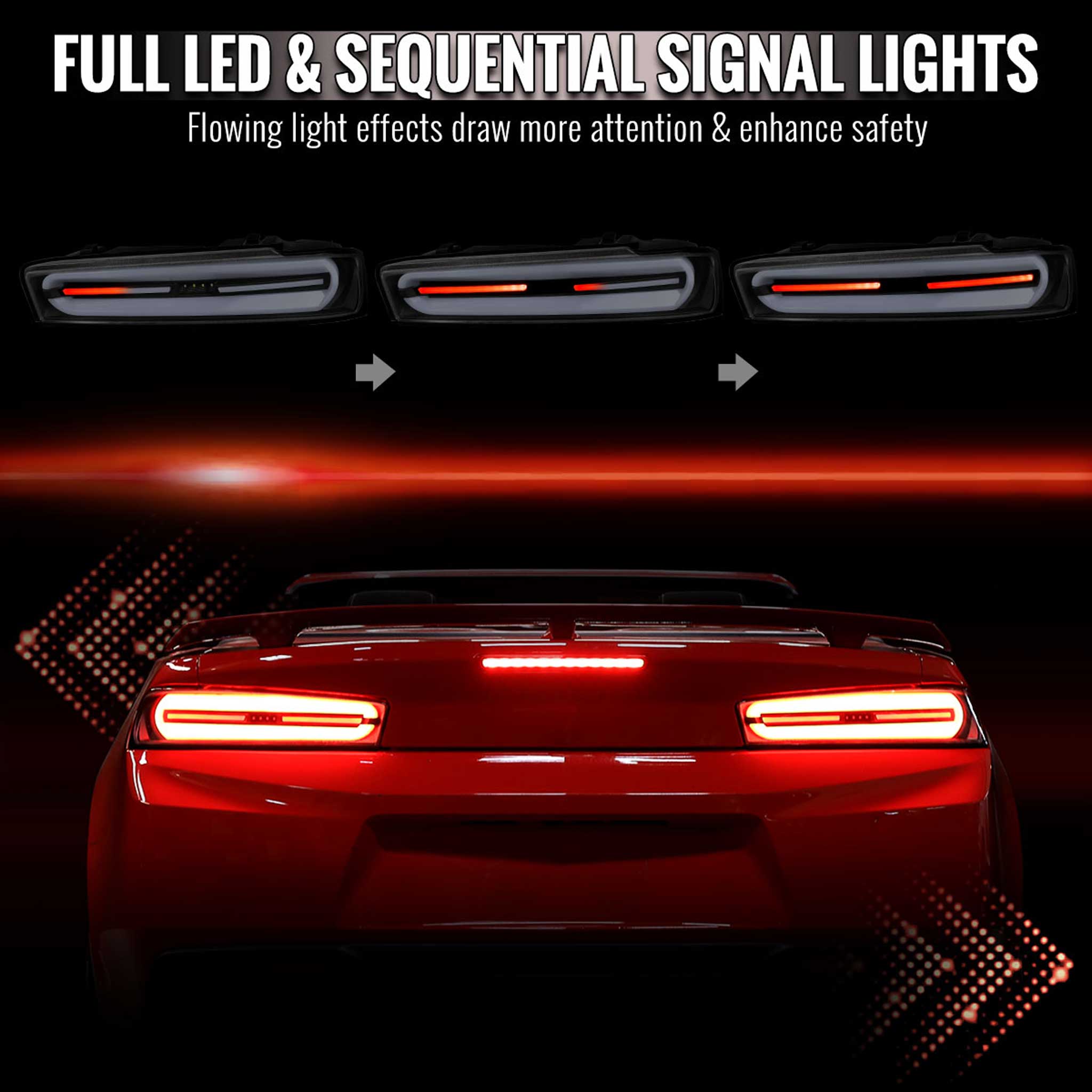 For Chevrolet Camaro 2016-2018 Full LED Tail Light Sequential Signal For OE LED