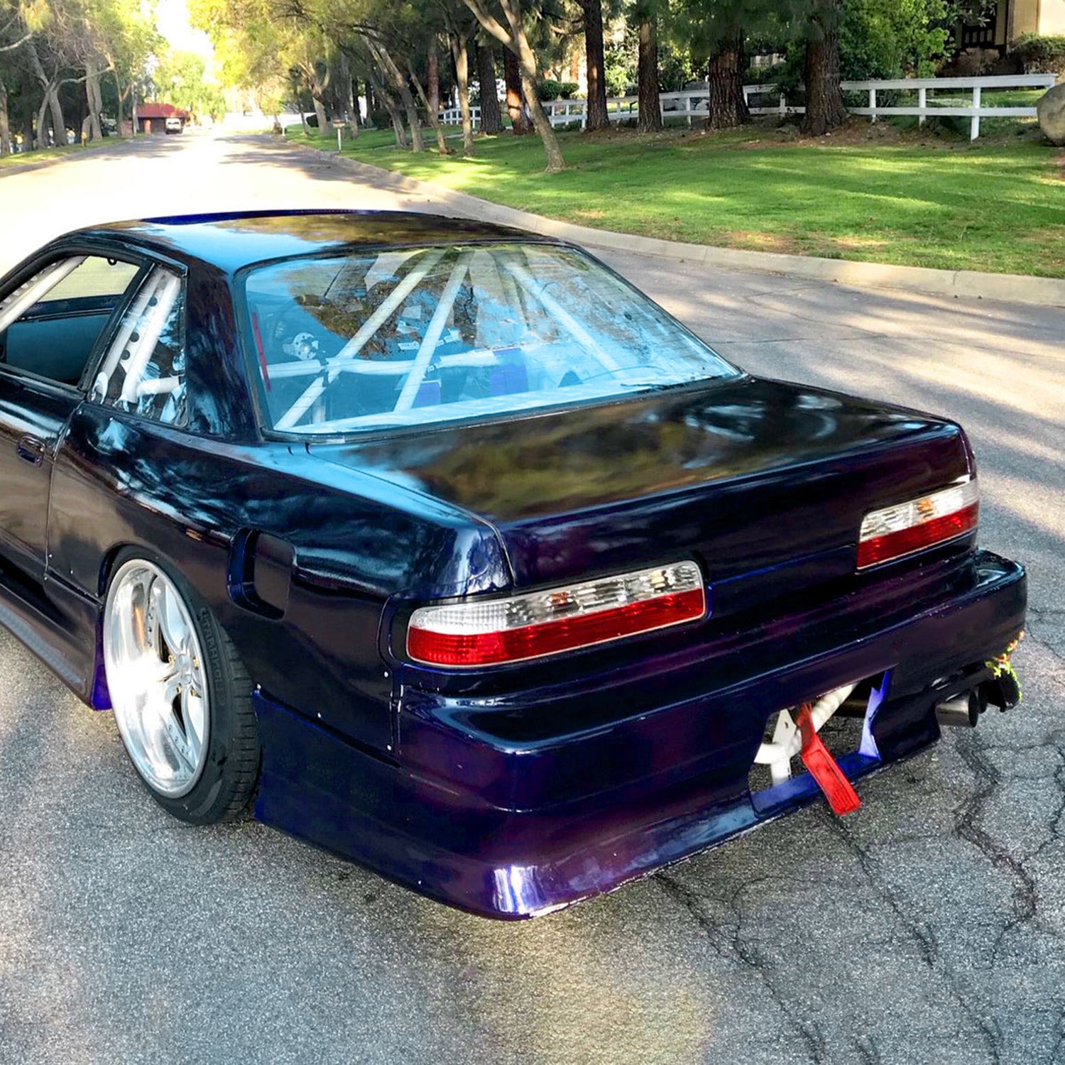 1989-1994 Nissan 240SX S13 Coupe Tail Lights Chrome Housing/Red Clear Lens