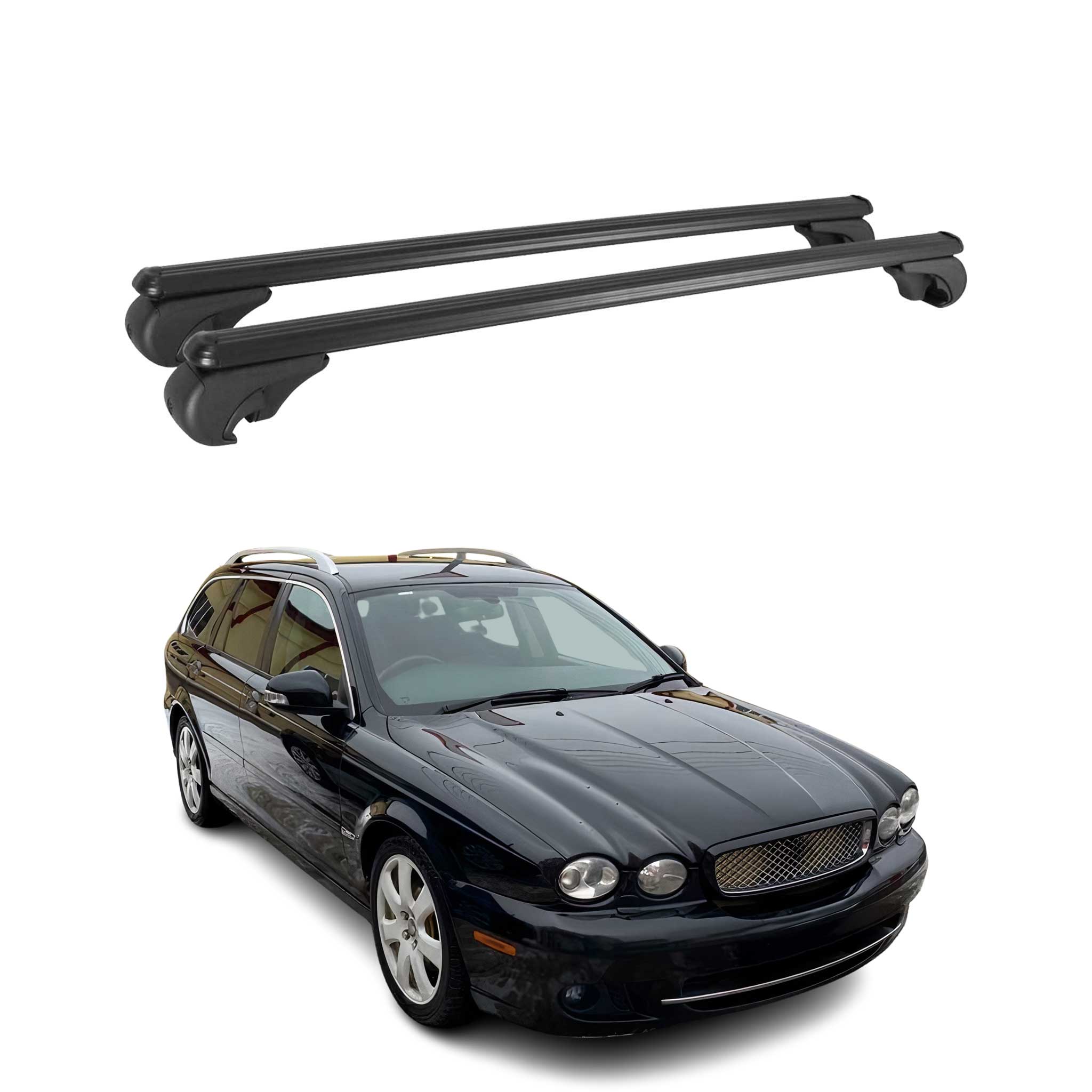 2002-2008 Jaguar X-Type Wagon Roof Rack Cross Bars Black