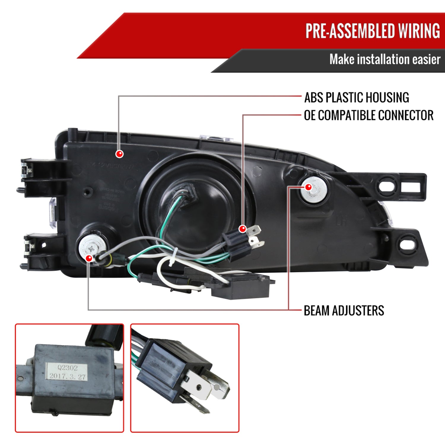 1995-2001 Subaru Impreza Retro Style Projector Headlights Matte Black/Clear