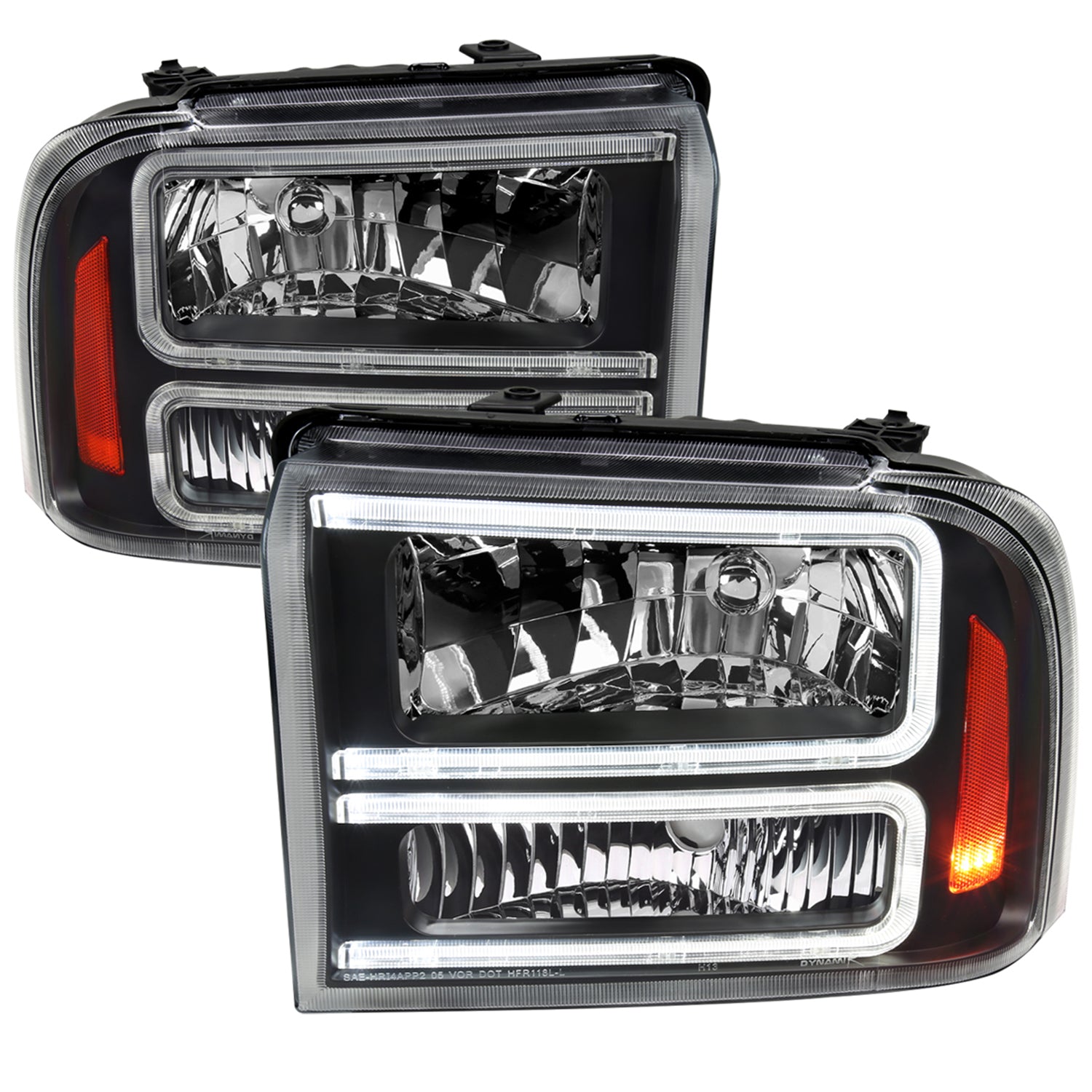 2005-2007 Ford F-250/350/450/550 Super Duty Dual LED Factory Headlights Black