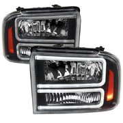 2005-2007 Ford F-250/350/450/550 Super Duty Dual LED Factory Headlights Black