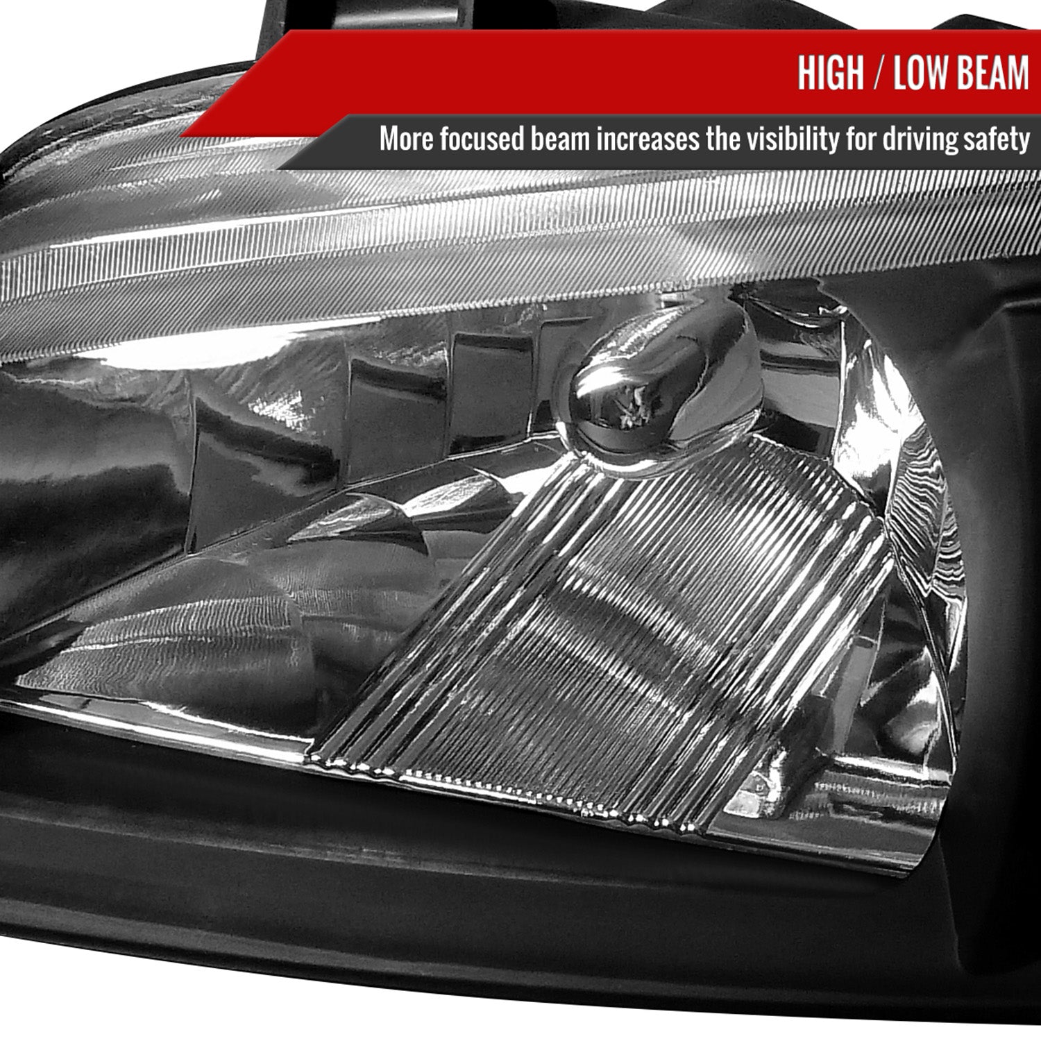 2000-2003 Nissan Sentra Factory Style Crystal Headlights Matte Black/Clear