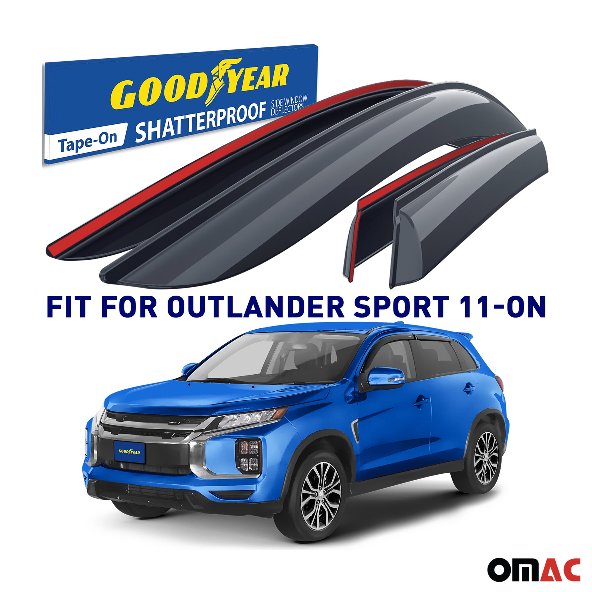 Goodyear Wind Deflectors for Mitsubishi Outlander Sport 2011-24 Shatterproof 4x