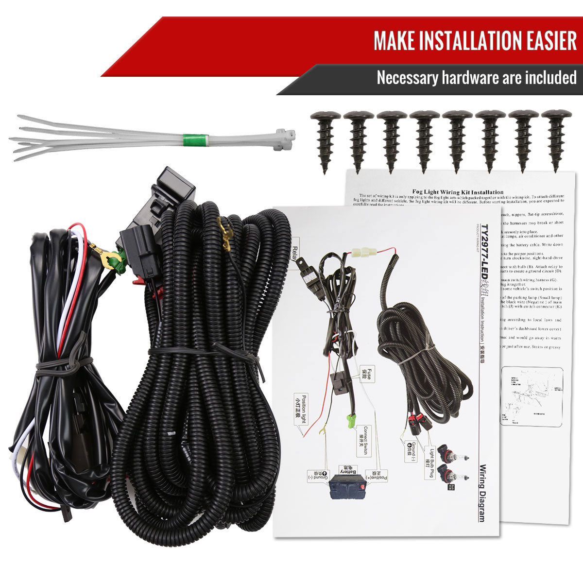 2021-2022 Honda Accord Sedan LED Fog Lights Kit Glossy Black/Clear Lens